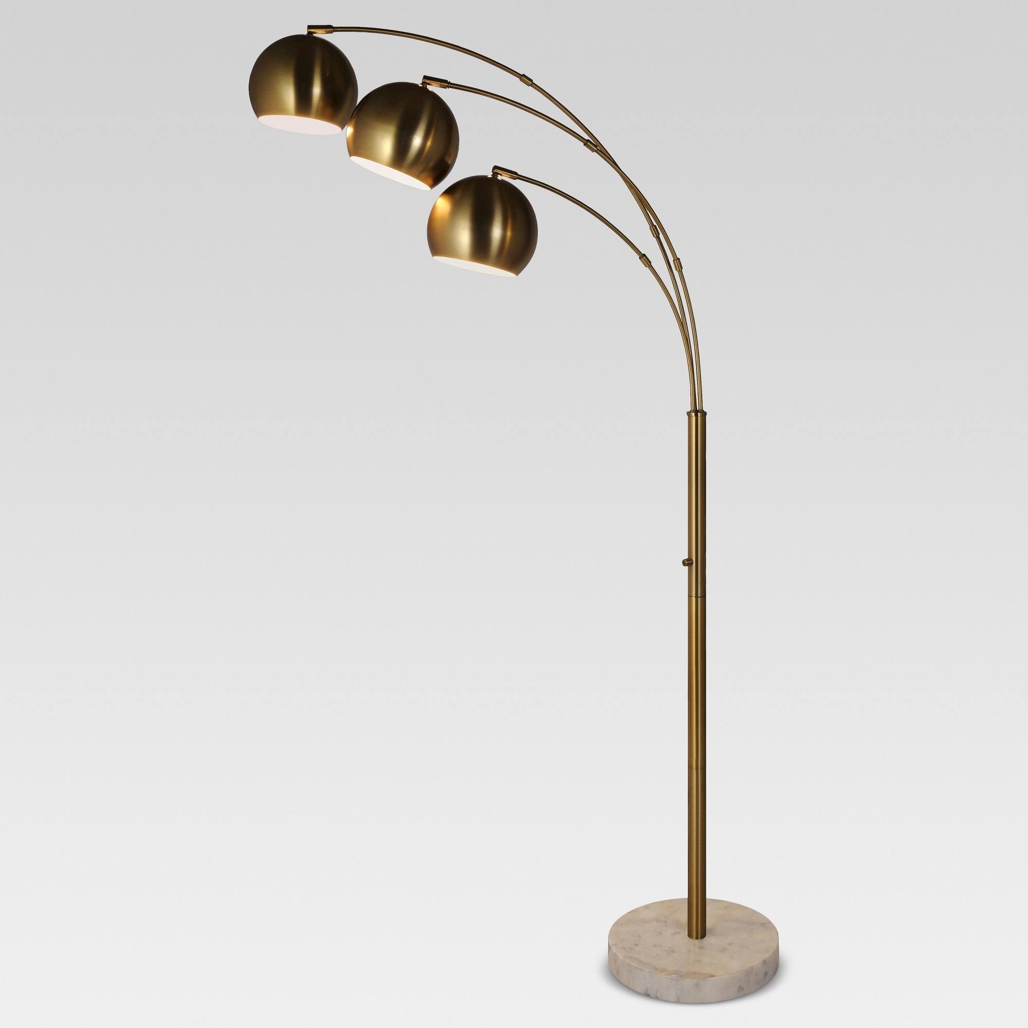 Span 3-Head Metal Floor Lamp Brass Includes Energy Efficient Light - Black