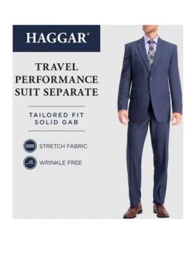 Haggar Blue Stretch Travel Performance Tailored Fit Suit Pants