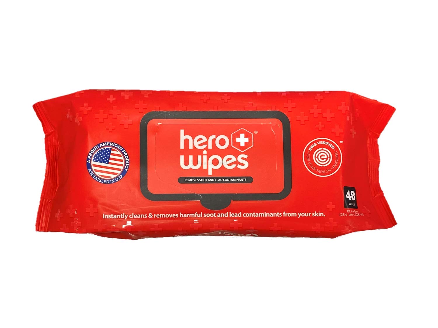 Hero Wipes Body Wipes Single Pack Containing 48 Extra Thick Durable 10x9” Wipes Remove 98% Of Carcinogens Removes Soot, Smoke, Toxins