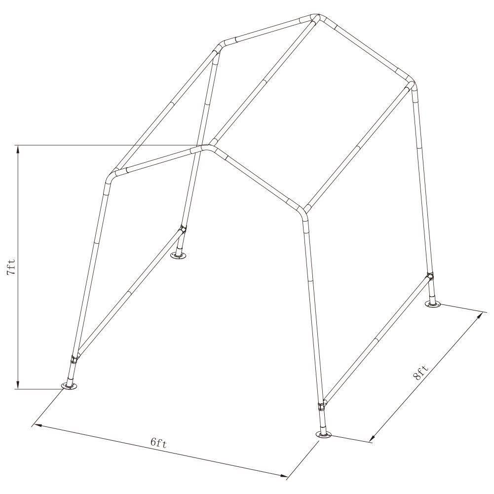 Abba Patio Storage Shelter 6 x 8- Feet Outdoor Shed Heavy Duty Canopy Grey