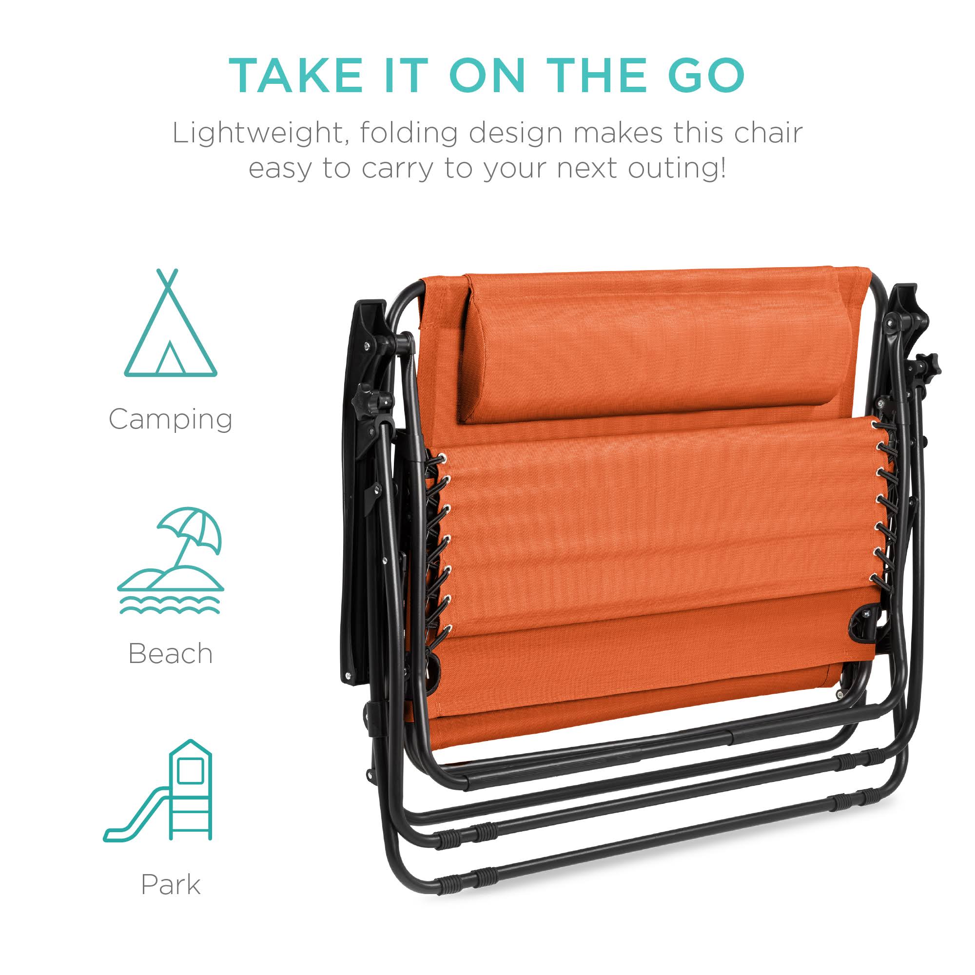 Best Choice Products 2-Person Double Wide Zero Gravity Chair with Cup Holders, Terracotta Orange