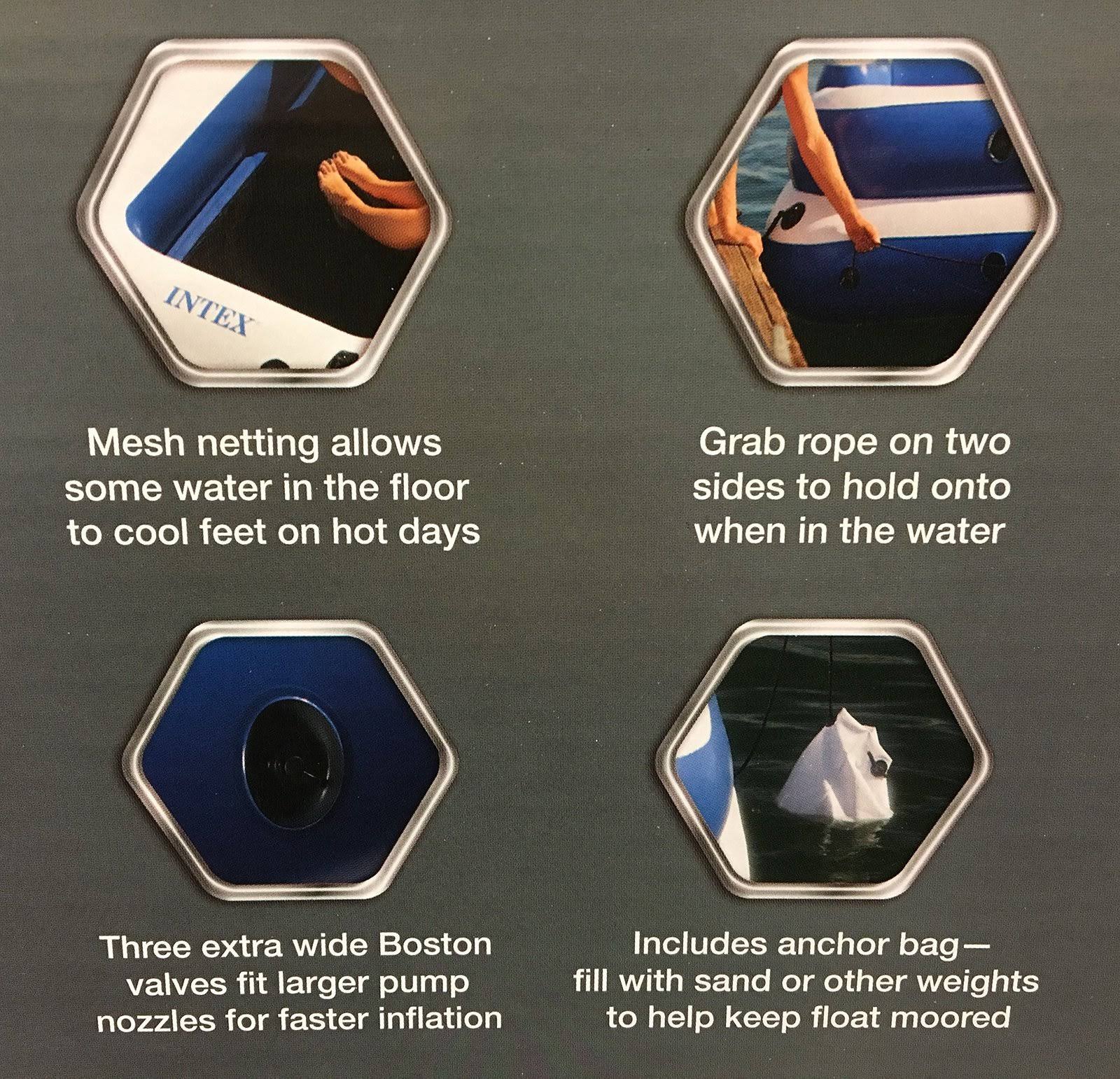 Intex Oasis Island Inflatable Giant 5 Person Lake/River Floating Fun Lounge Raft, Blue