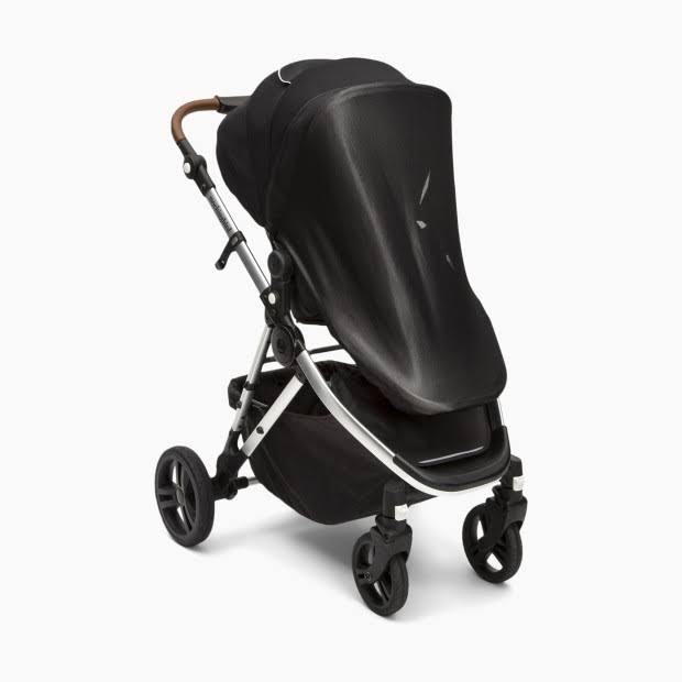 Mockingbird Single Stroller in Black/Watercolor Canopy/Brown Leather