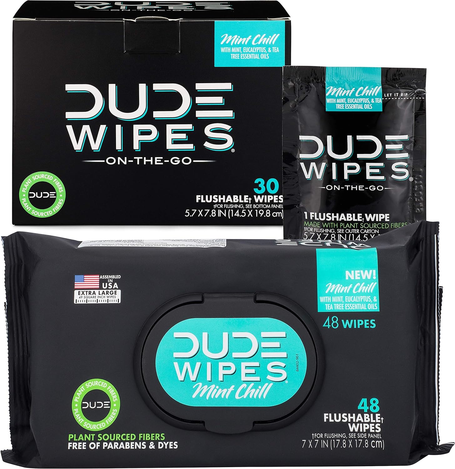 DUDE WIPES Flushable Wipes, Quit Toilet Paper Starter Kit, Mint Chill Wet Wipes with Mint, Eucalyptus, and Tea Tree Essential Oils, Home and Away Combo