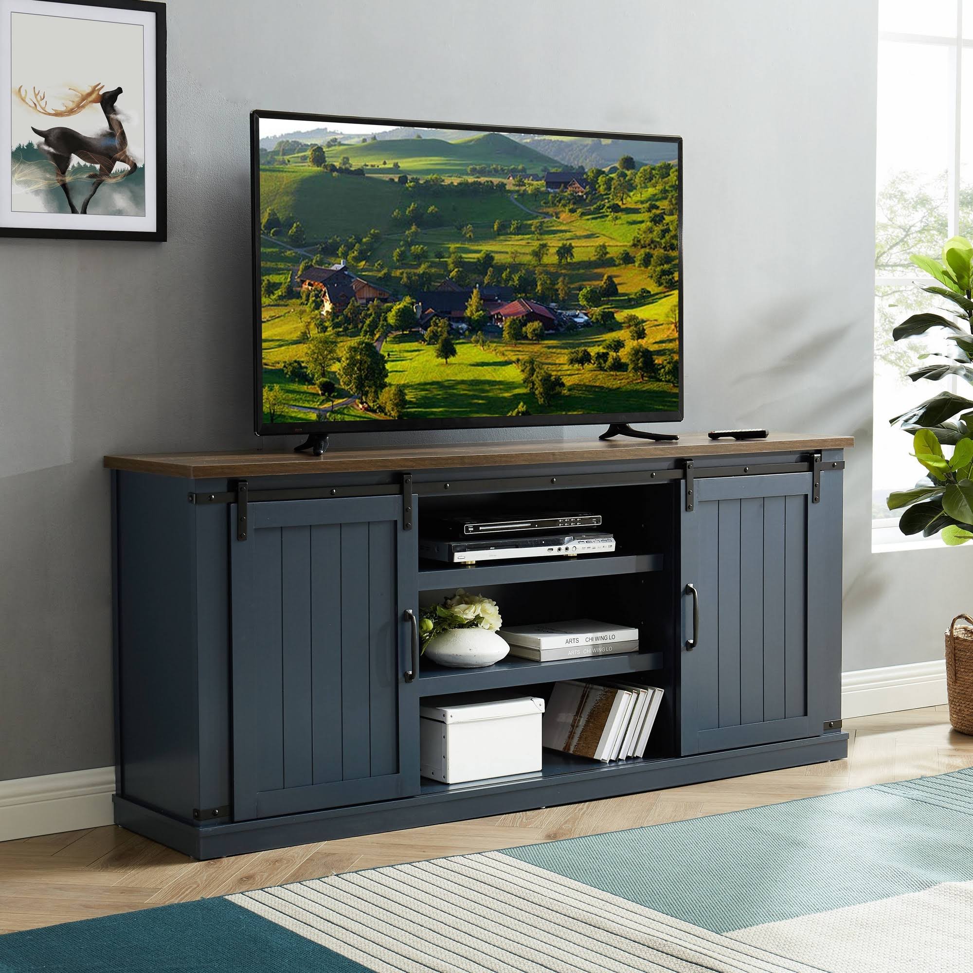 Home Essentials 68 in. TV Stand for TVs Up to 72 in. Blue