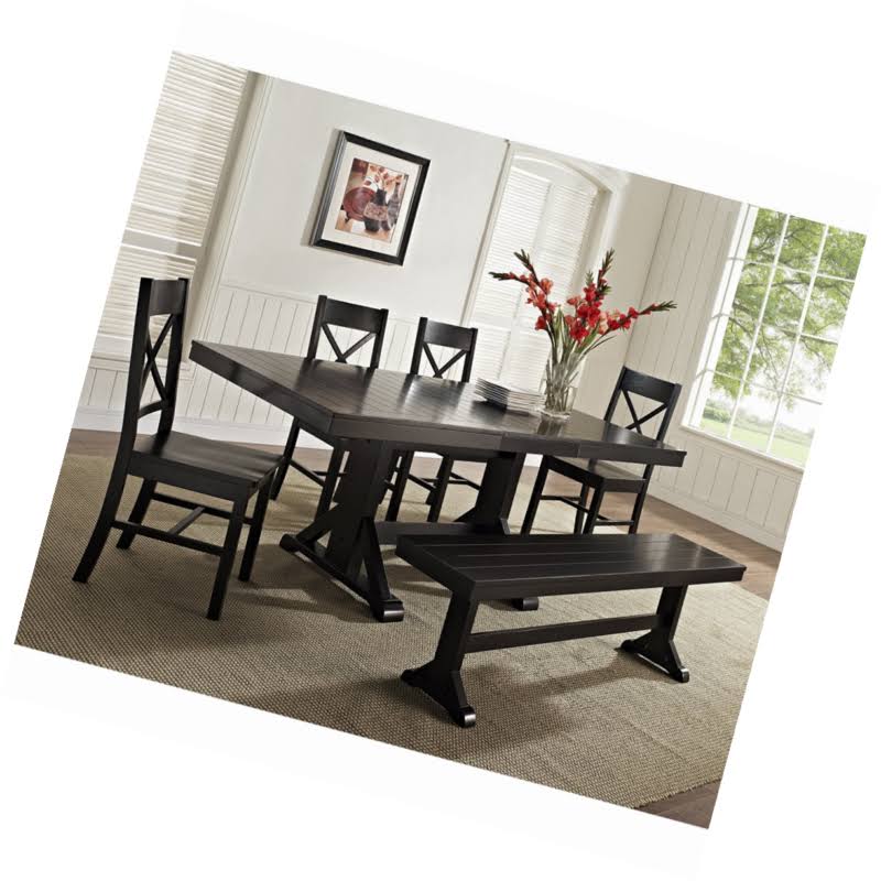 Walker Edison Wood Bench, Antique Black