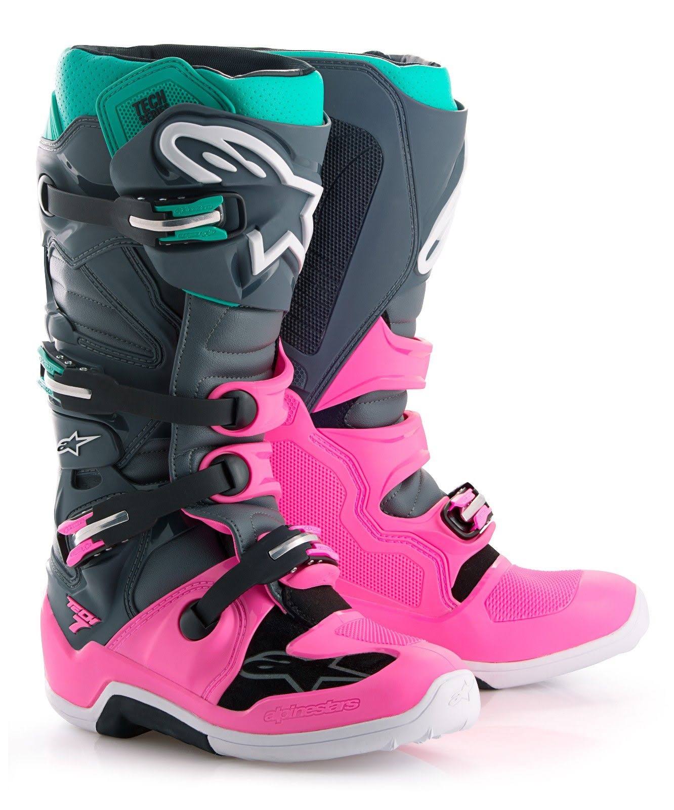 Alpinestars Tech 7 Limited Edition Indy Vice Motocross Boots - Grey Pink Teal
