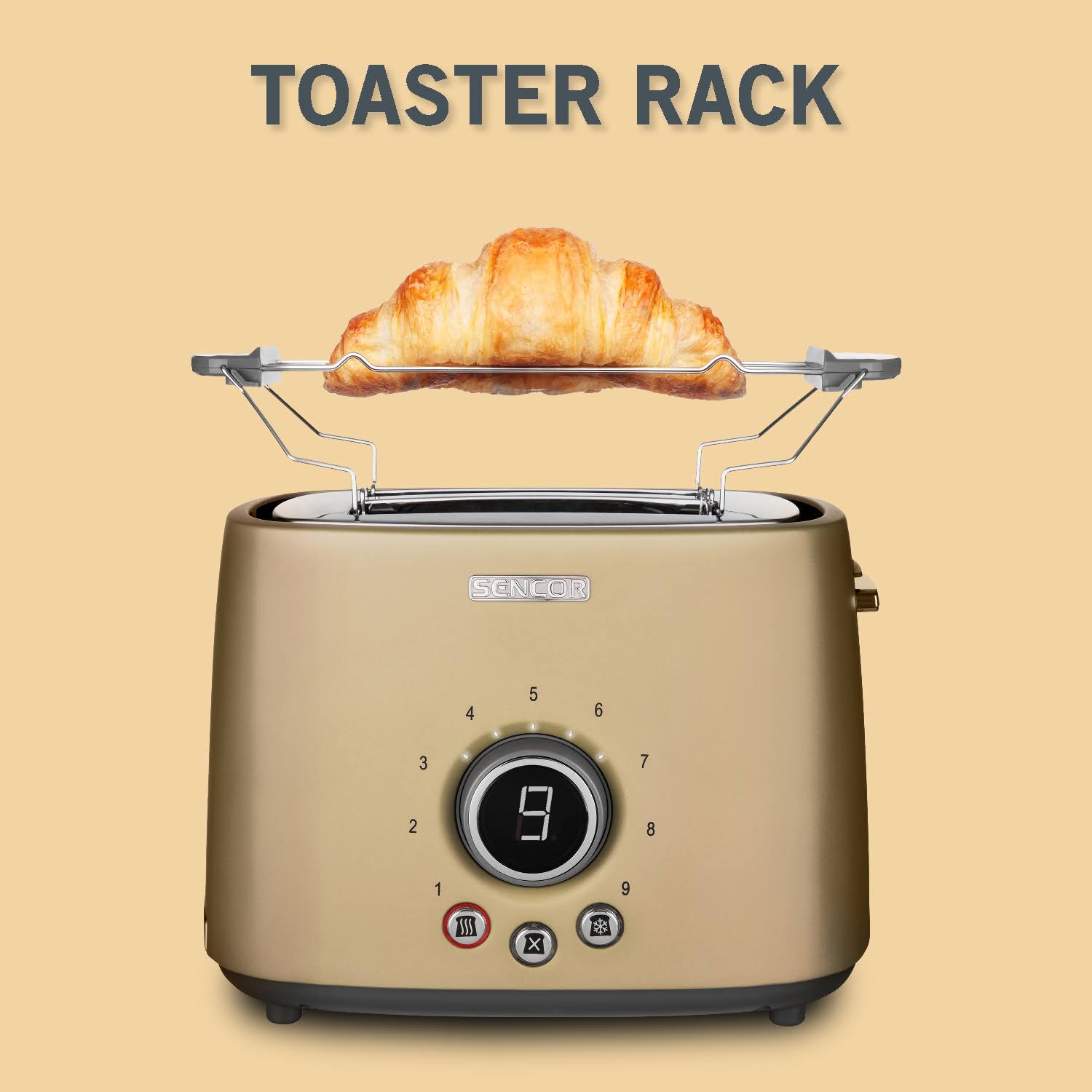 Sencor 2-Slot Toaster with Rack Champagne