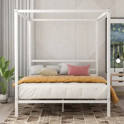 Ahlijah Queen Canopy Bed Latitude Run Color: White
