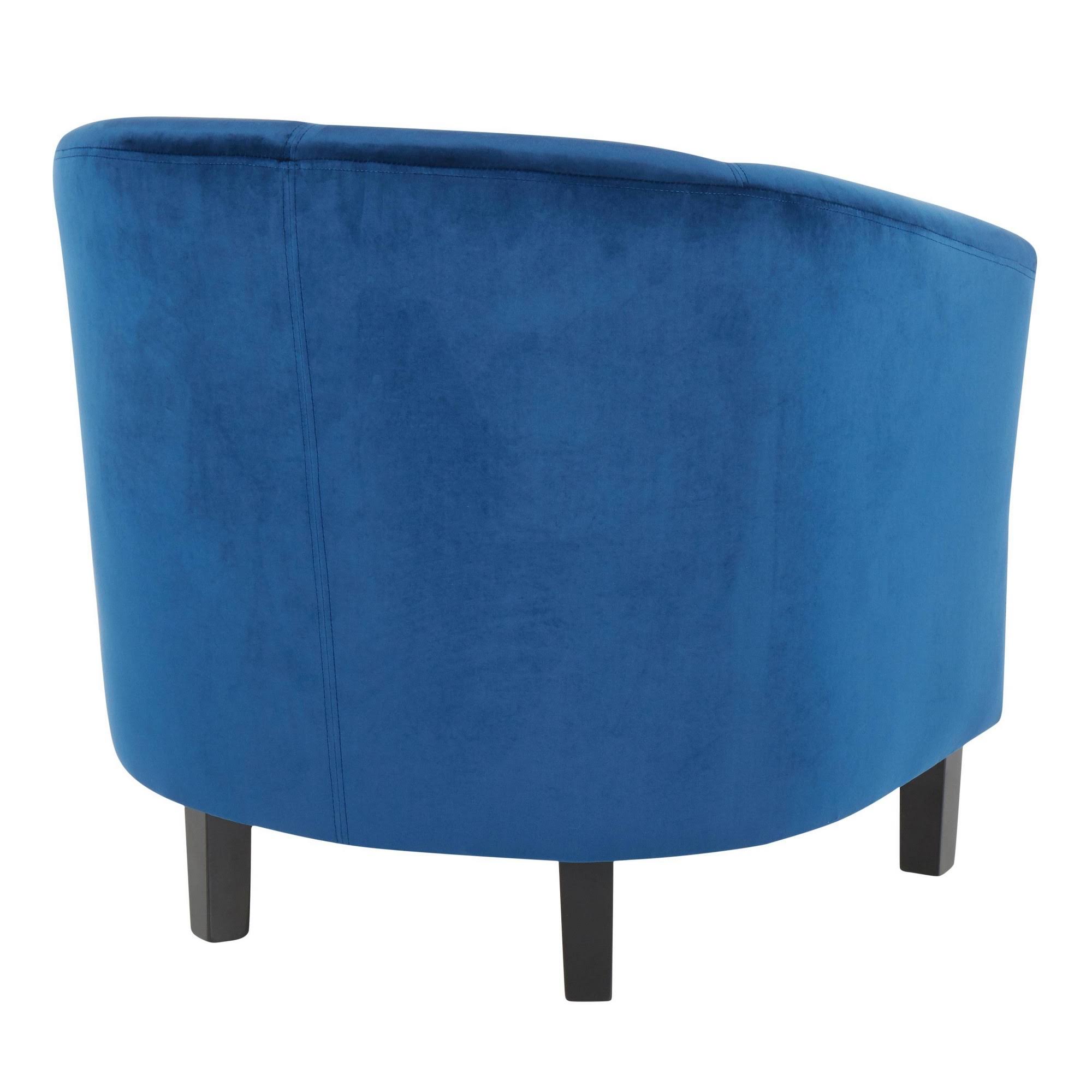 LumiSource Claudia Accent Chair Blue Velvet Black Wood Legs