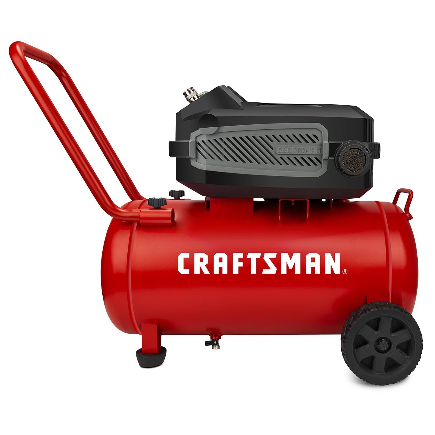 Craftsman Hard Air Compressor, 10 Gallon 1.8 HP 175 psi, 4.0CFM@90PSI, Oil Free and Maintenance Free, Portable with Large Wheels