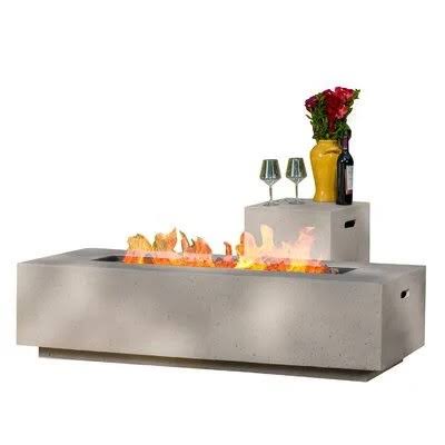 Belle Stone Propane GAS Fire Pit Table Orren Ellis Finish: Light Grey