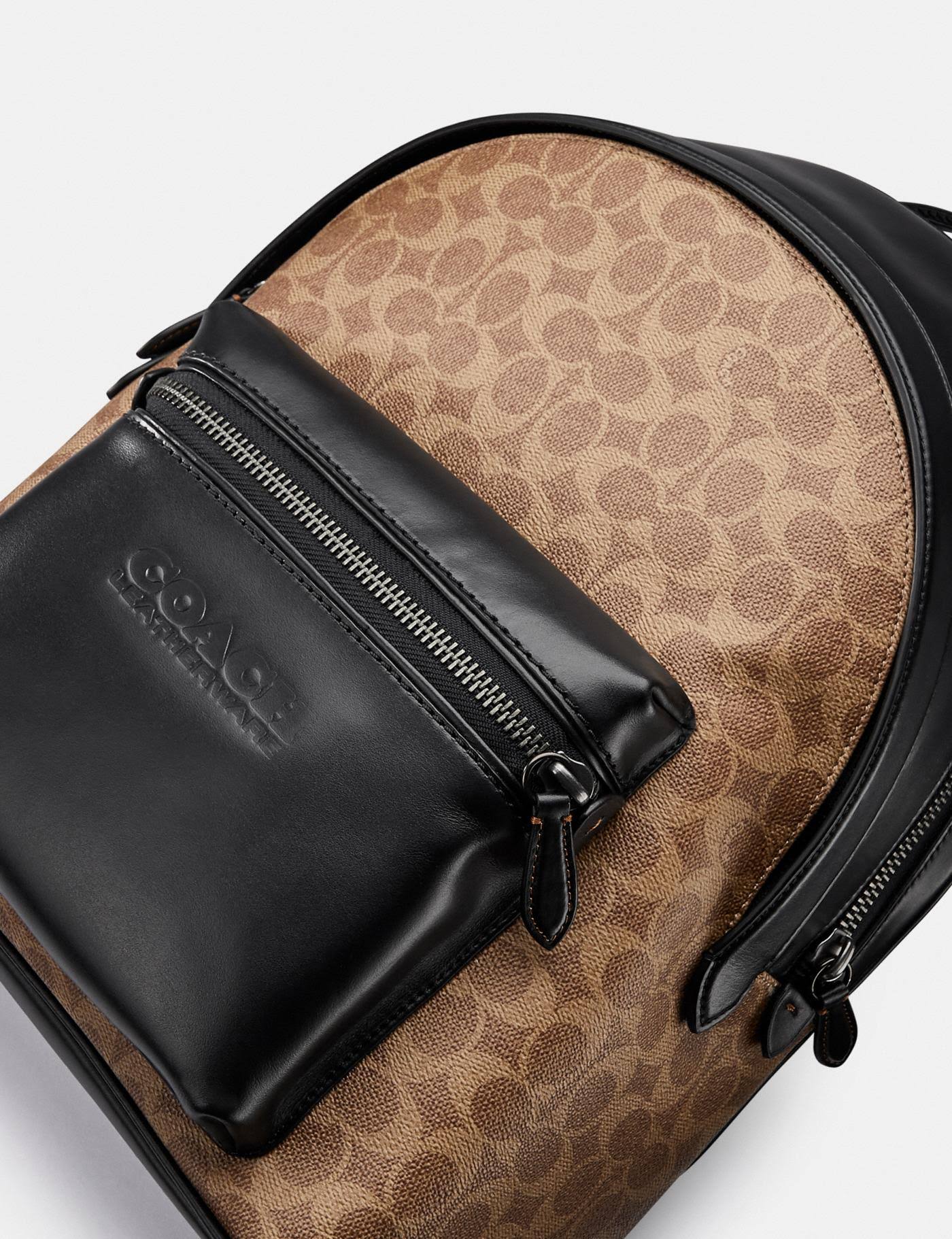 Coach Men's Charter Backpack in Signature Canvas - Black Copper/Tan