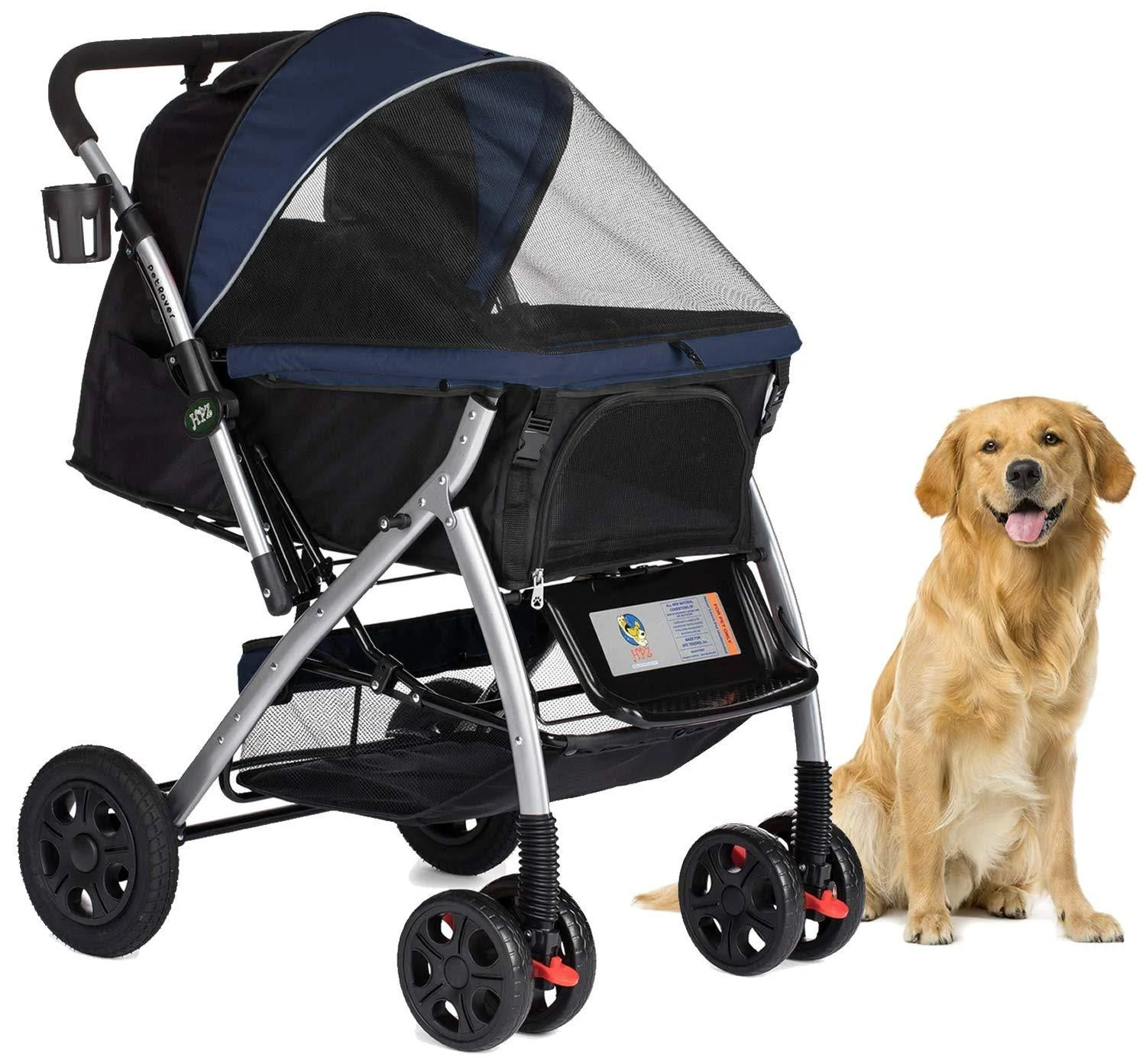 HPZ Pet Rover Premium Heavy Duty Dog/Cat/Pet Stroller Travel Carriage with Convertible Compartment/Zipperless