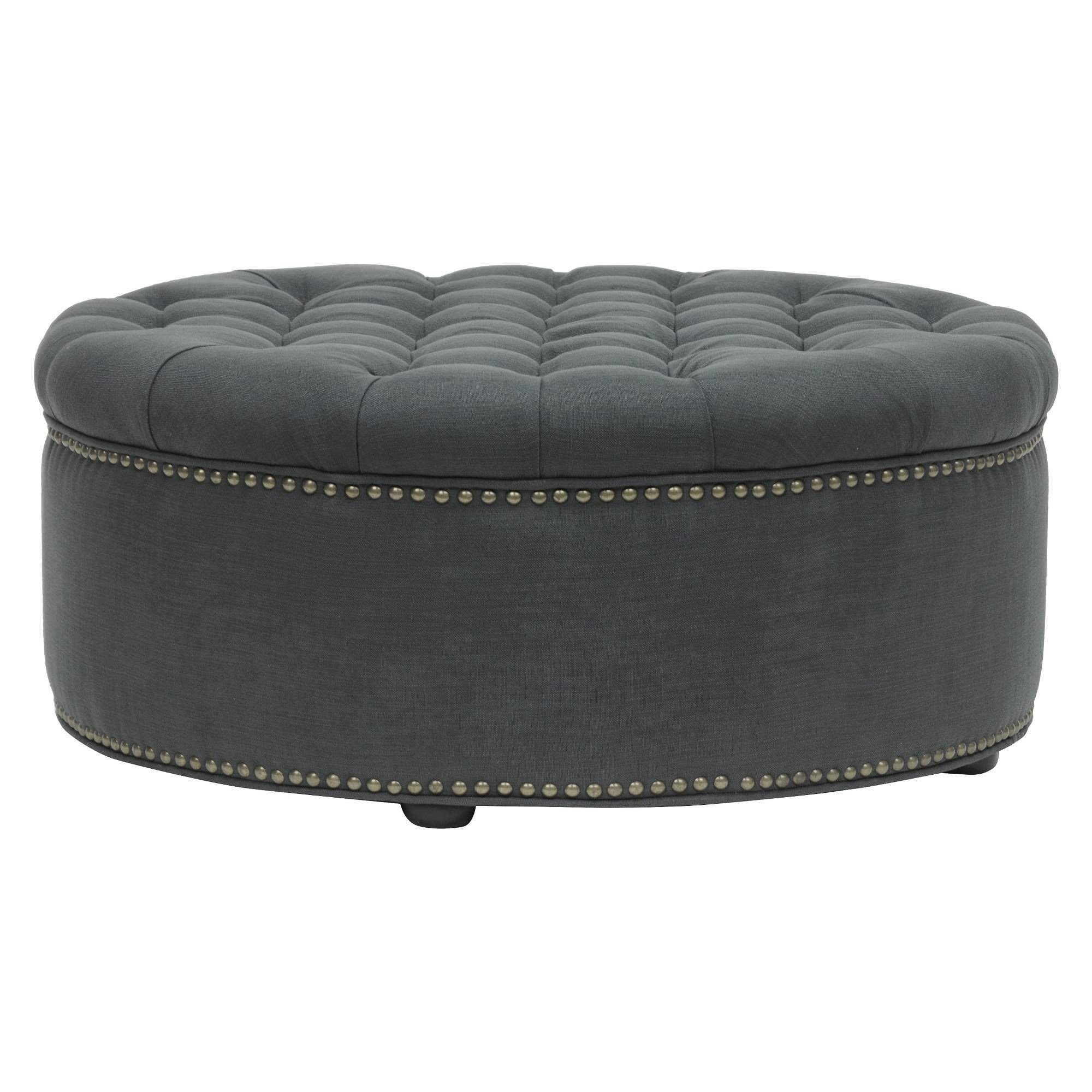 Baxton Studio Inglehart Tufted Ottoman, Grey Linen