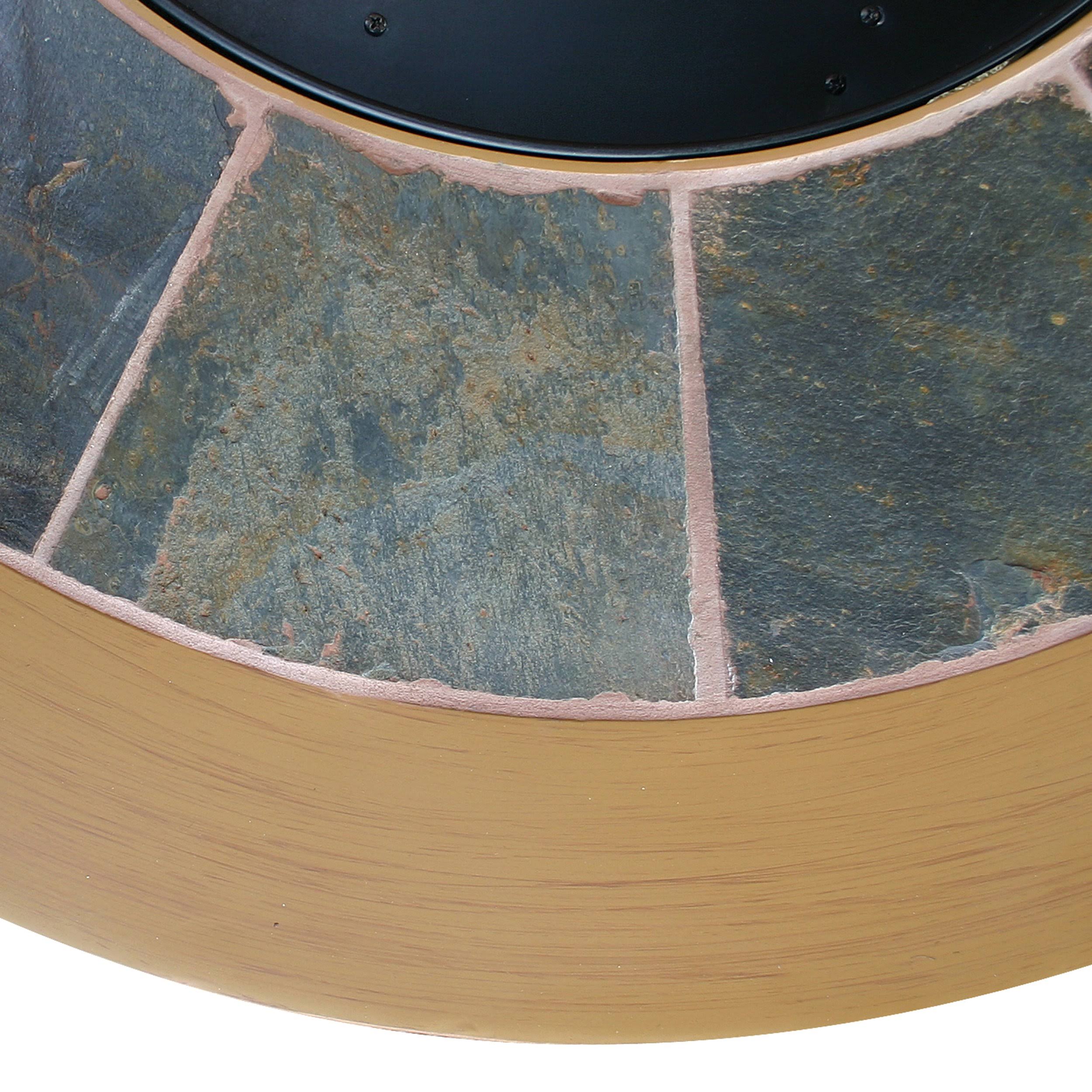 Blue Rhino LP Gas Fire Pit Bowl with Slate and Faux Wood Mantel, Black, Round
