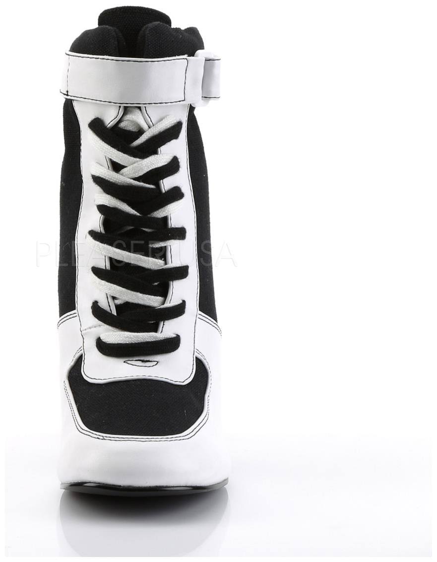 Funtasma Women's Referee 125 Canvas Ankle HIgh Boots, Black/White, 11