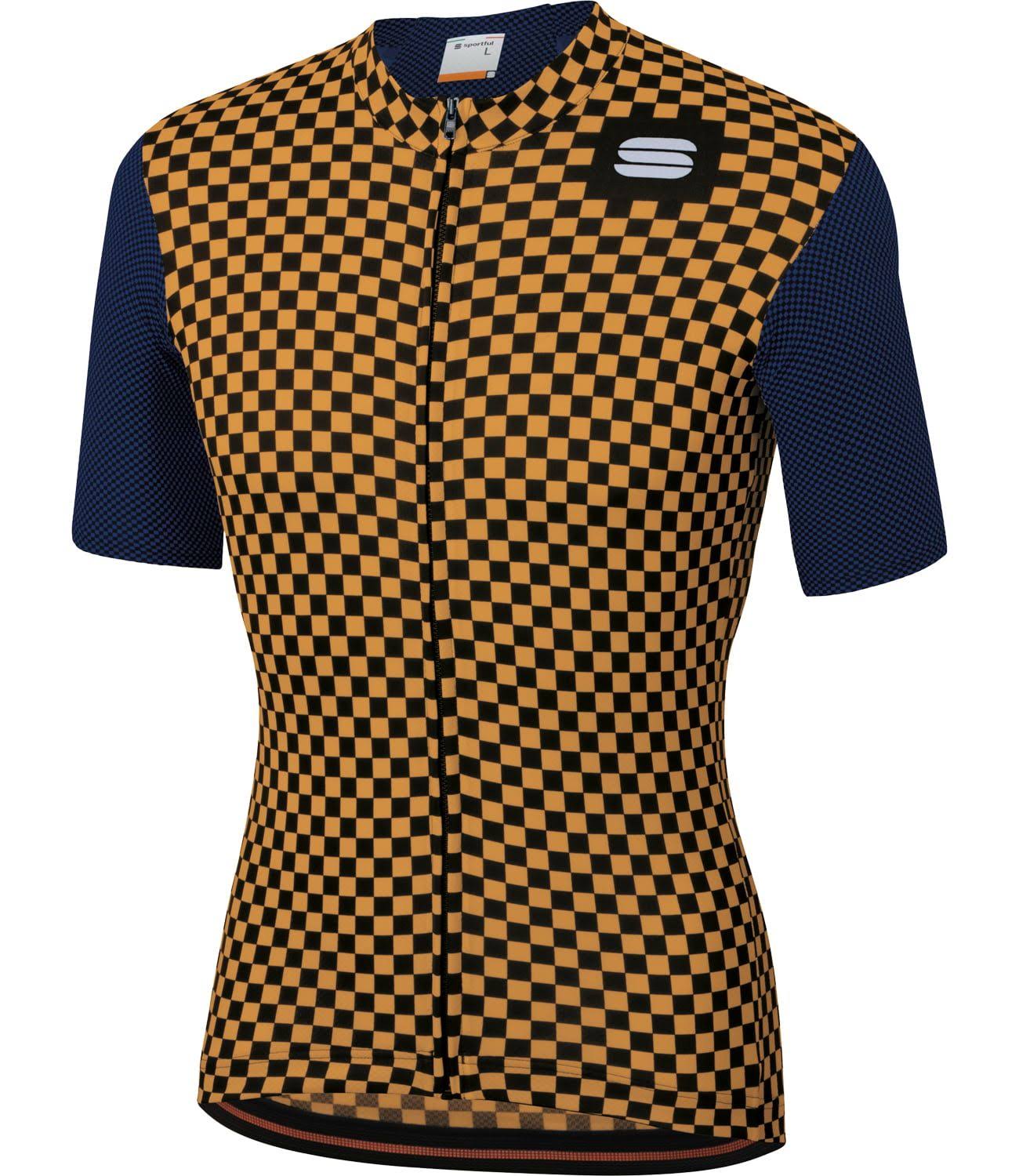 Sportful Checkmate Jersey - L - Blue Twilight/Gold