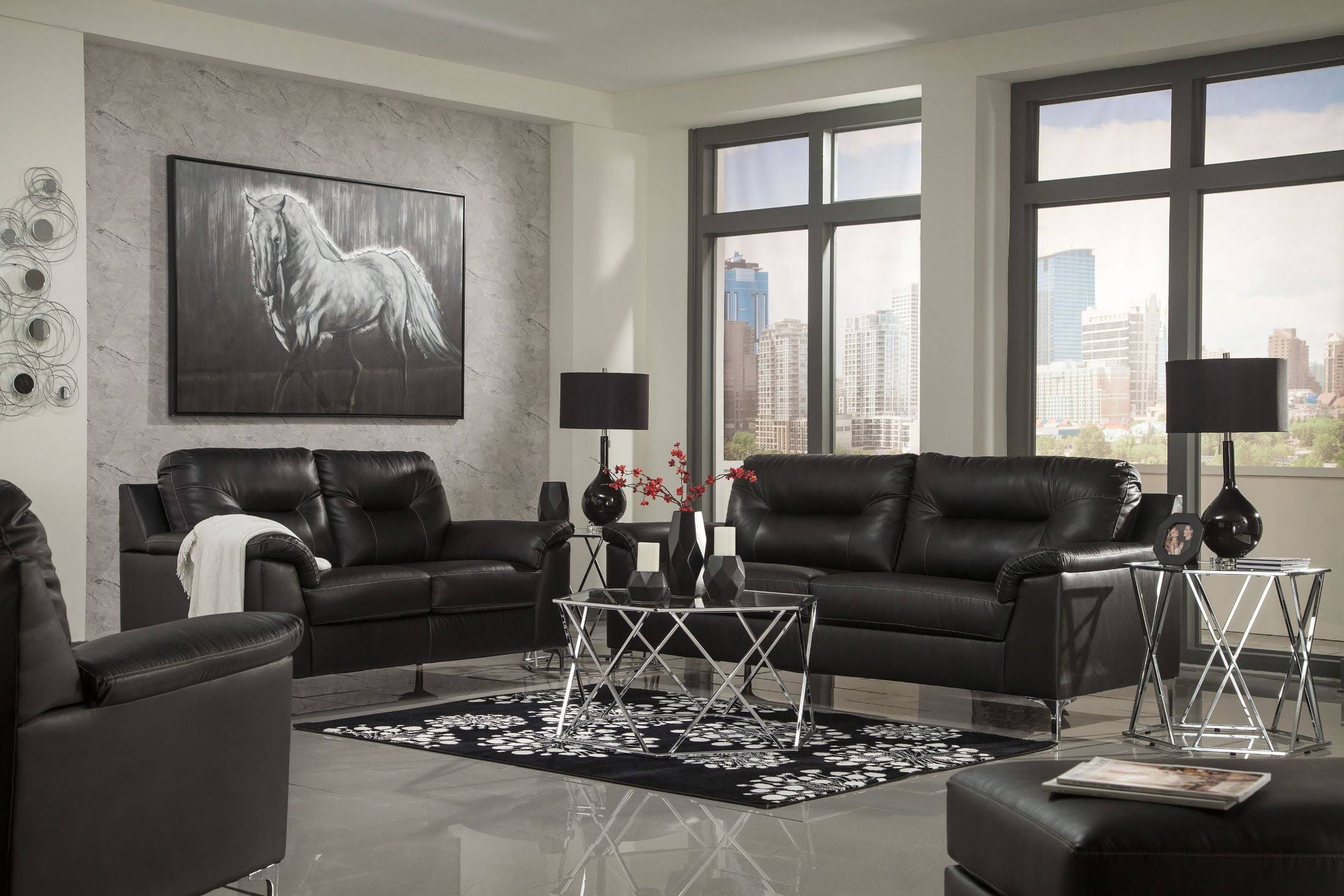 Signature Design by Ashley Tensas Black Ottoman