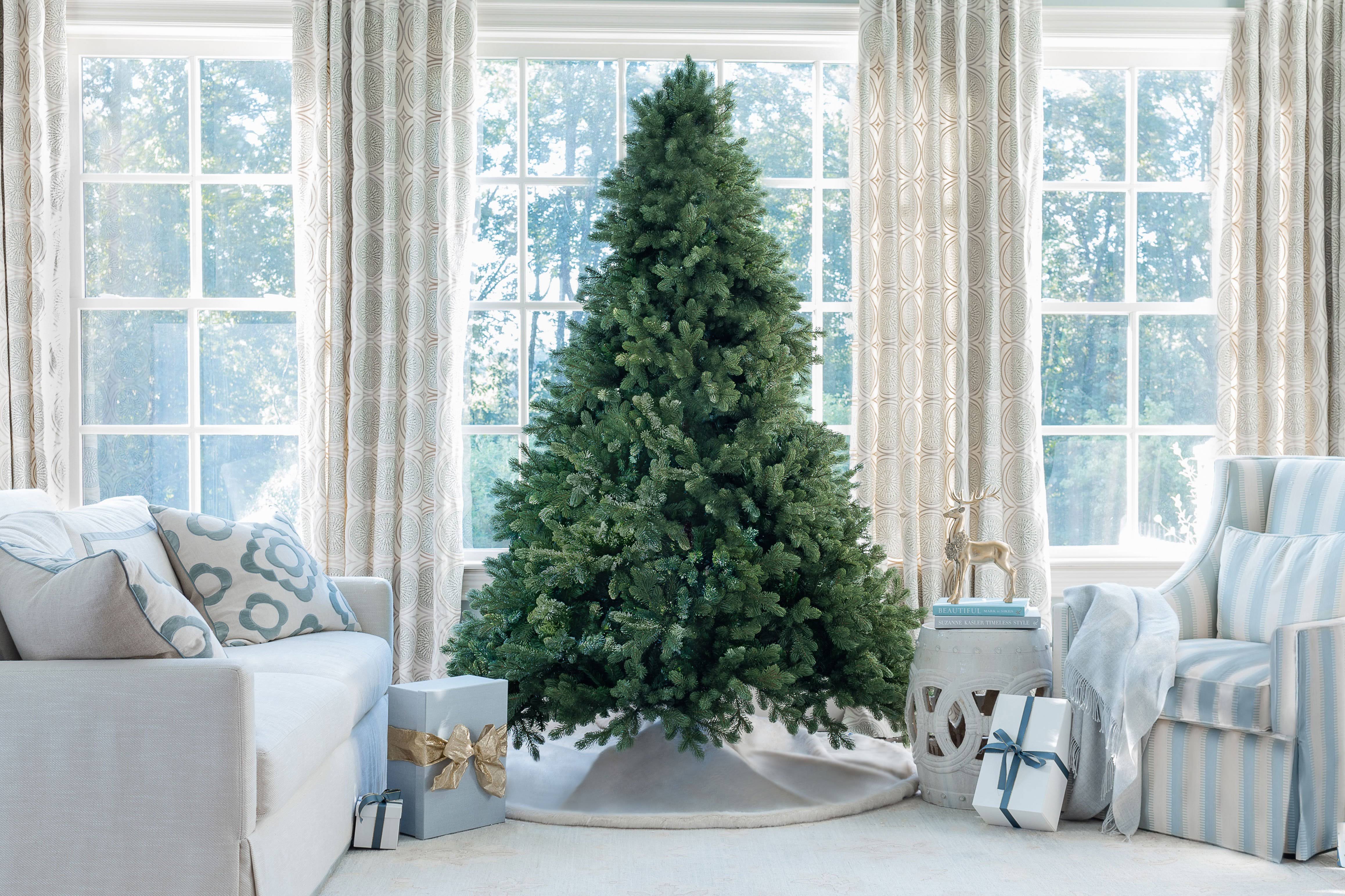 6.5& Cypress Spruce Artificial Christmas Tree with 1000 Warm White u0026 Multi-Color Color LED Lights