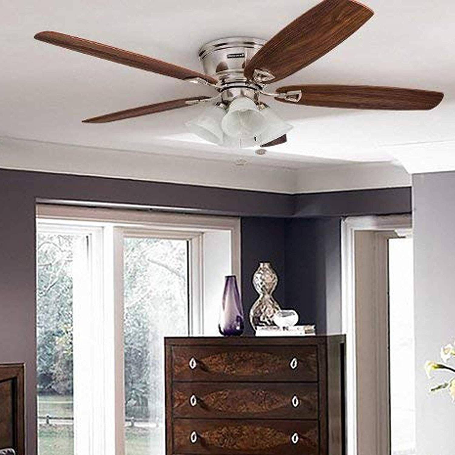 Honeywell 52x22 Glen Alden Brushed Nickel Hugger Ceiling Fan with 4 Light