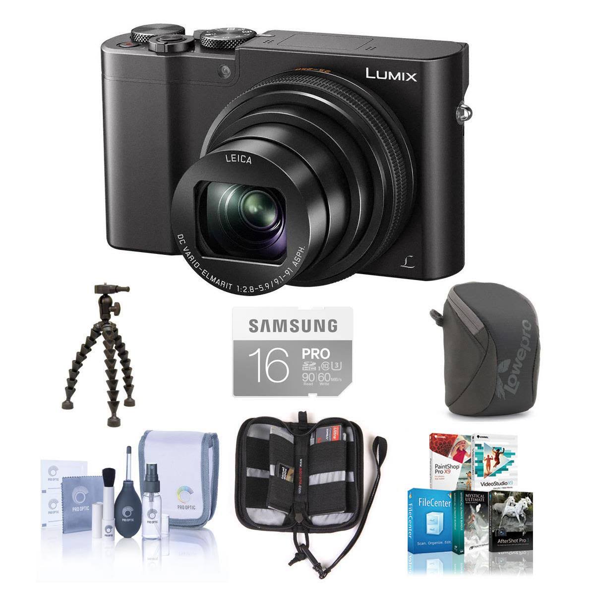 Panasonic Lumix DMC-ZS100 Digital Camera, 20.1MP, Black - Bundle with 16GB Class 10