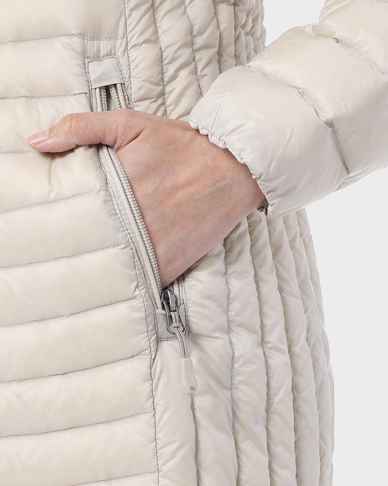 32 Degrees Women's Ultra-Light Long Packable Down 3/4 Jacket Bourgogne / XL