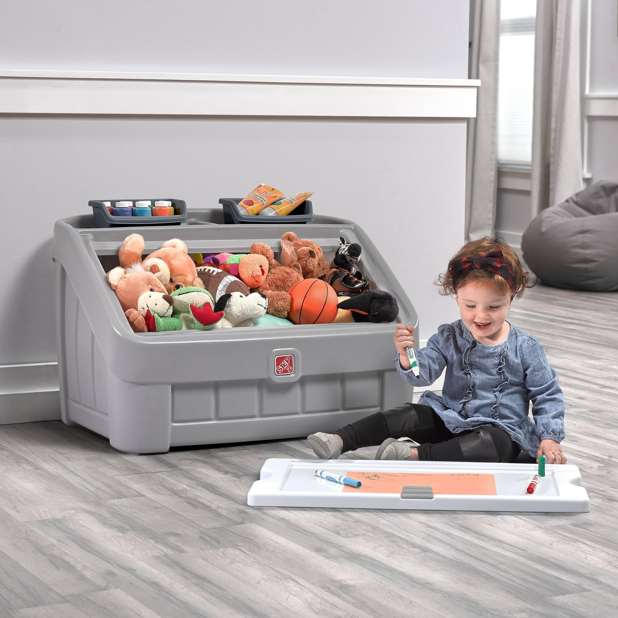 Step2 2-in-1 Toy Box u0026 Art Lid Gray