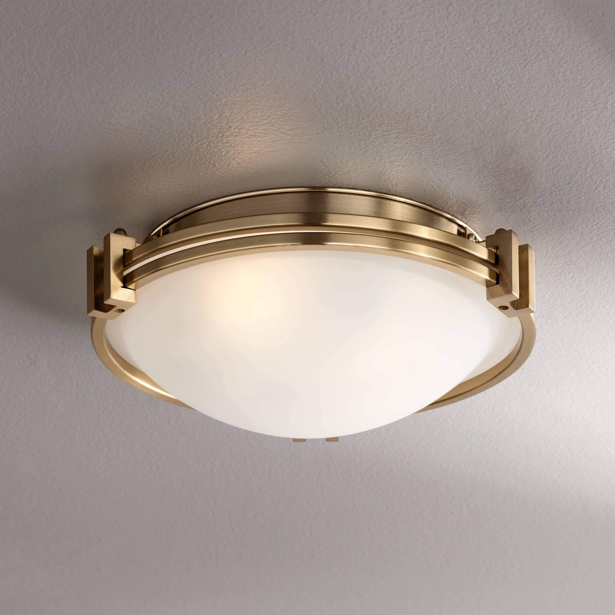 Possini Euro Deco 12 3/4x22 Wide Warm Brass Ceiling Light