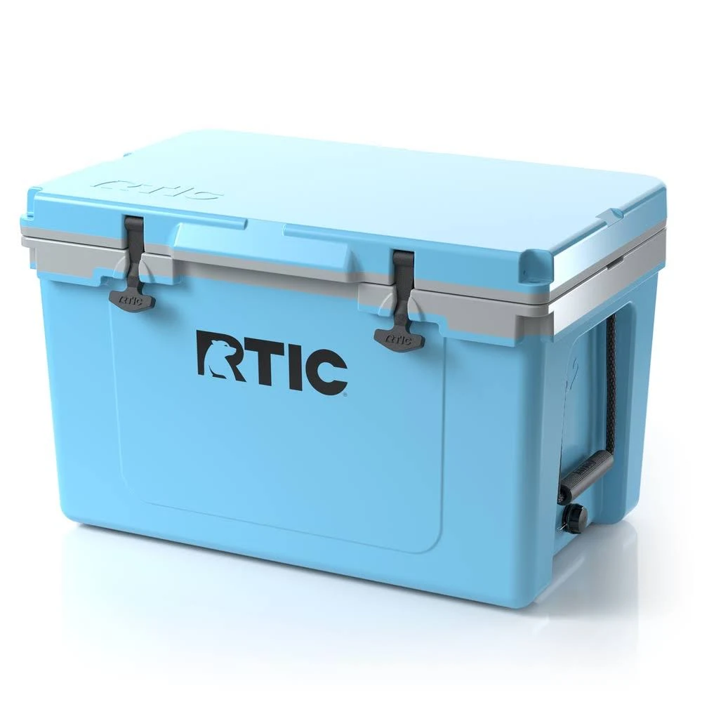 RTIC 52 Quart Ultra-Light Hard Cooler, Blue u0026 Grey, Lightweight, Heavy Duty Rope Handles, T-Latch Closure