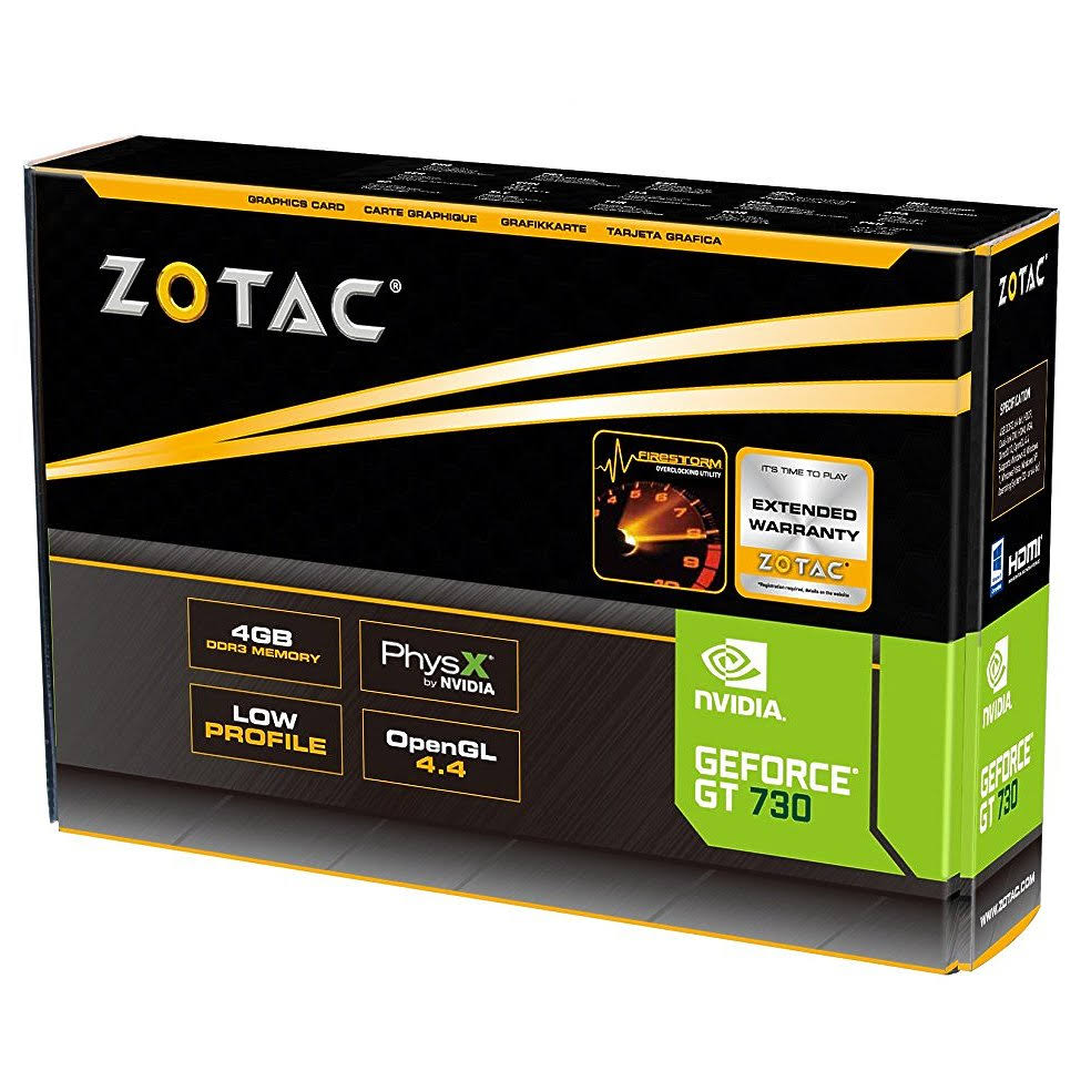 Zotac GeForce GT 730 Low Profile Graphics Card - 4 GB DDR3 - 64-bit - 902 MHz