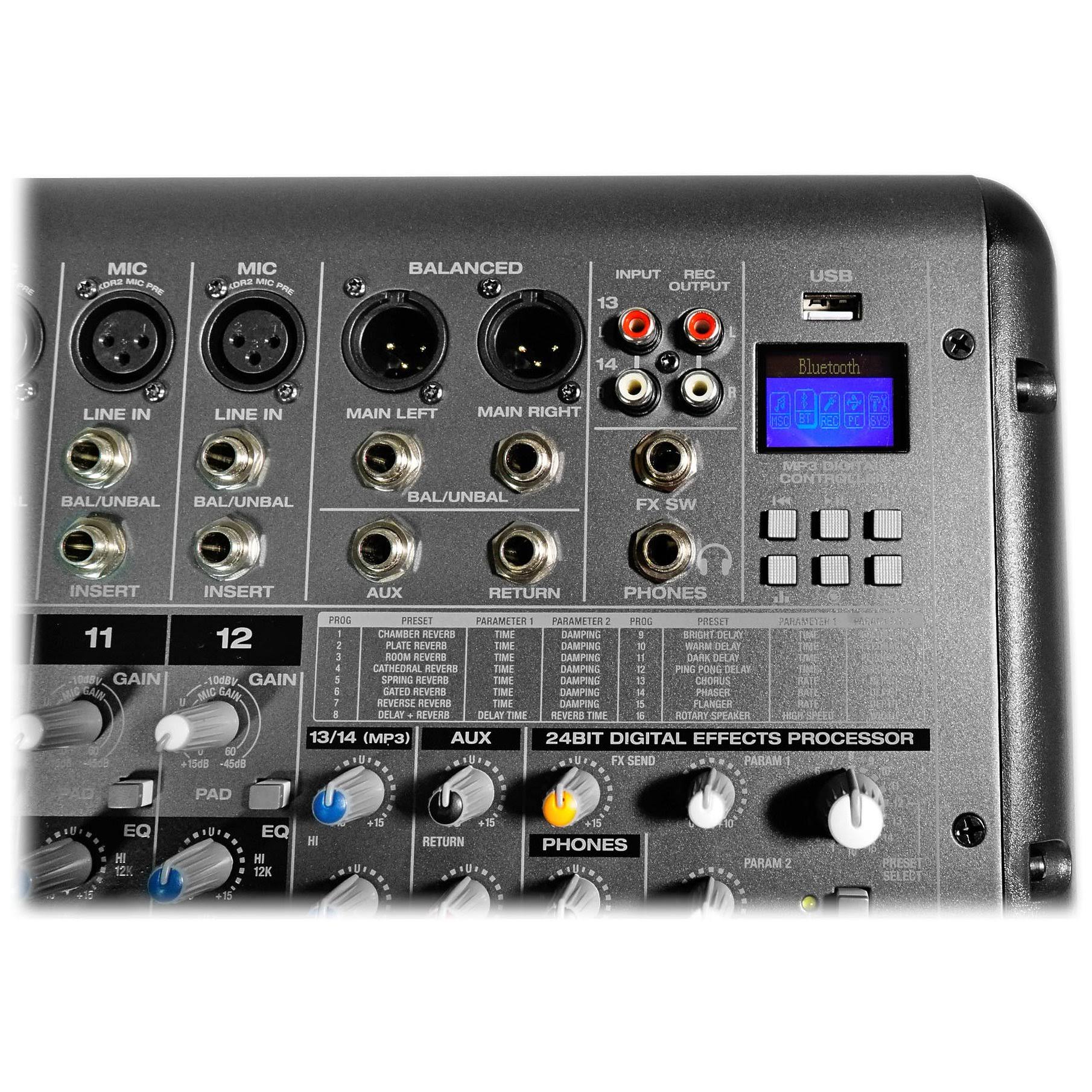 Rockville RPM1470 14-Channel 6000W Powered Mixer, USB, Effects for Church/School