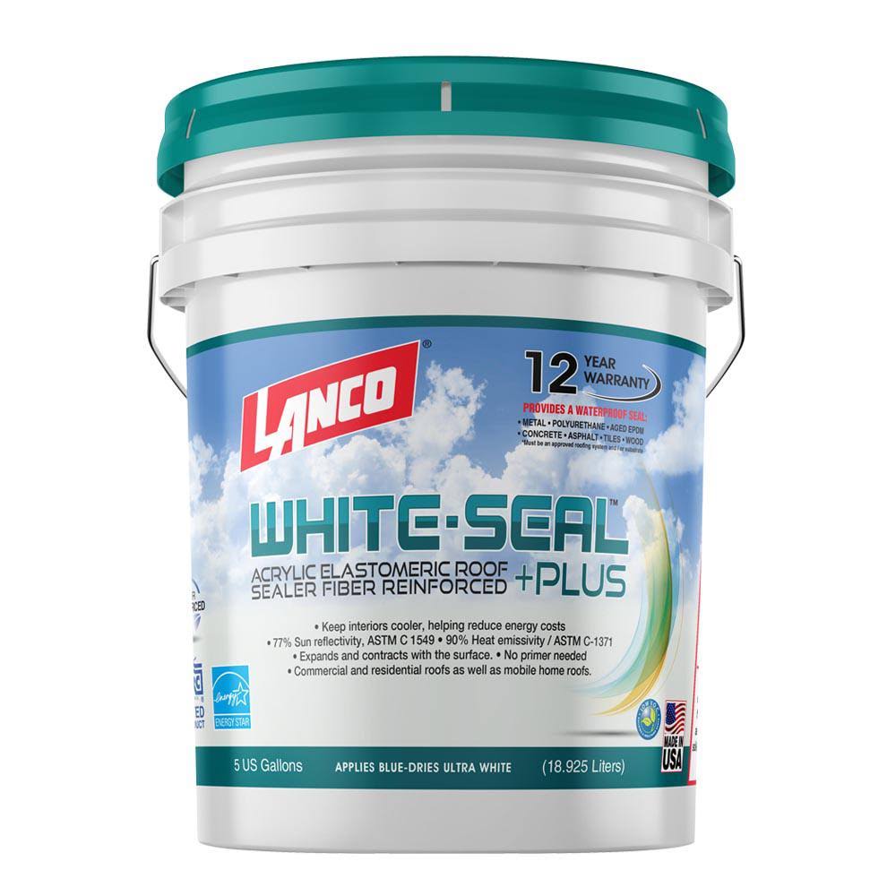 Lanco 5 gal. White-Seal Plus 100% Acrylic Elastomeric Reflective Roof Coating with High UV-Ray Reflectance RC886-2