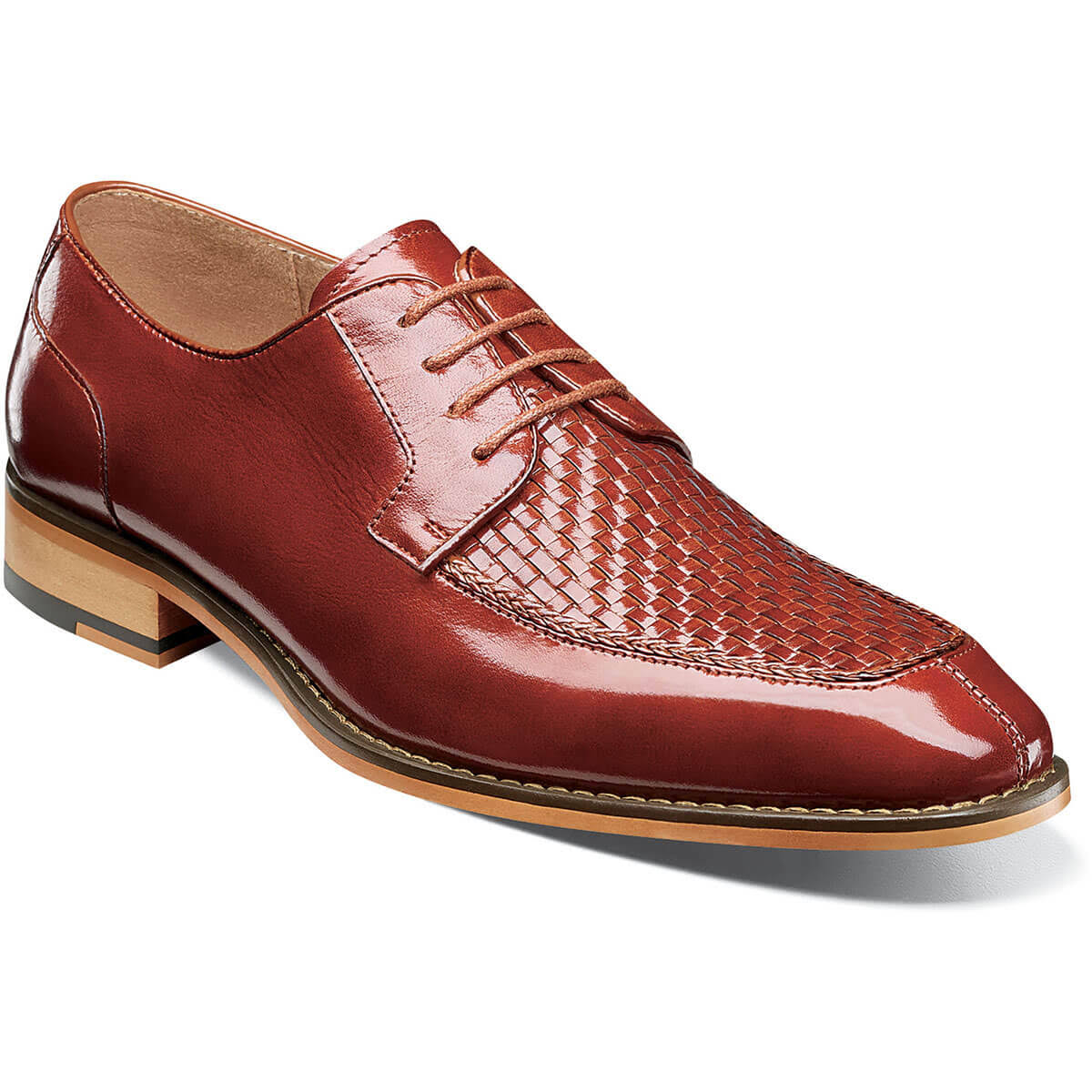 Stacy Adams Winthrop Moc Toe Woven Oxford Shoes Cognac 25242-221 - 9