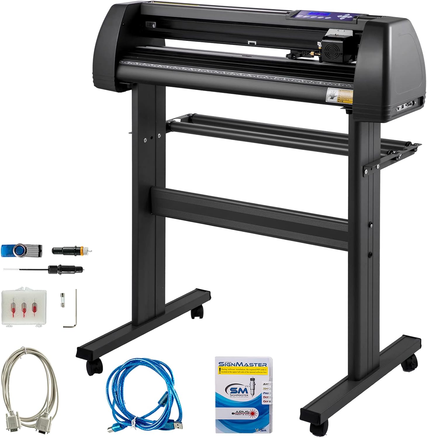VEVOR Vinyl Cutter, 34 in / 870 mm Vinyl Plotter, Off-line Cutting Machine w/LCD, Desktop Design, Adjustable Force and Speed for Sign Making Plotter, Available with COM, USB and U-Disk Windows