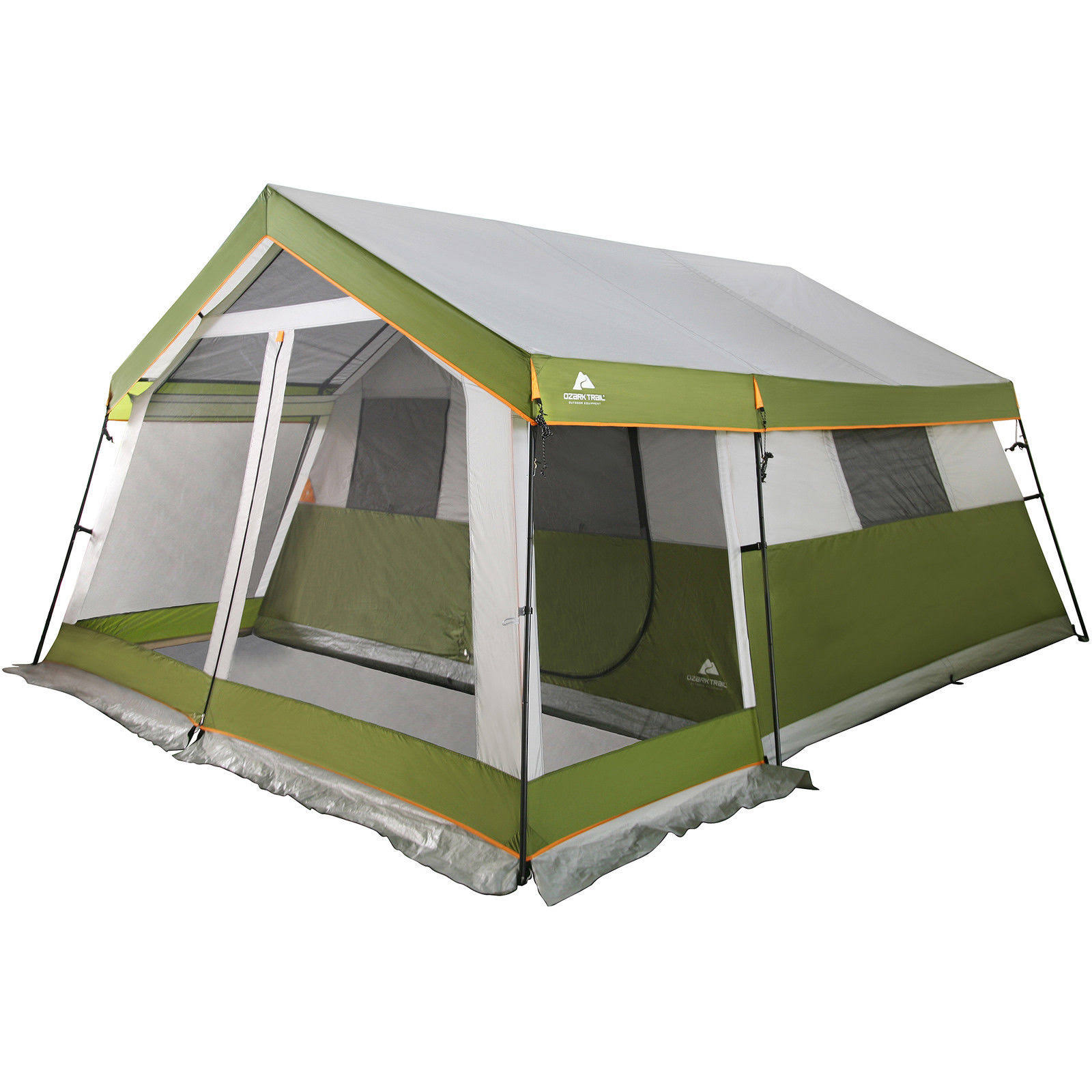 Ozark Trail 8-Person Family Cabin Tent with Screen Porch, Gray/Green