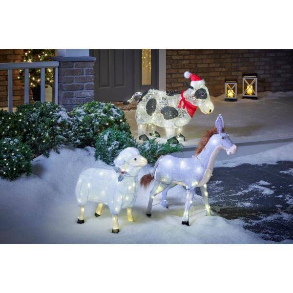 36 in. Pre-Lit Cow with Santa Hat