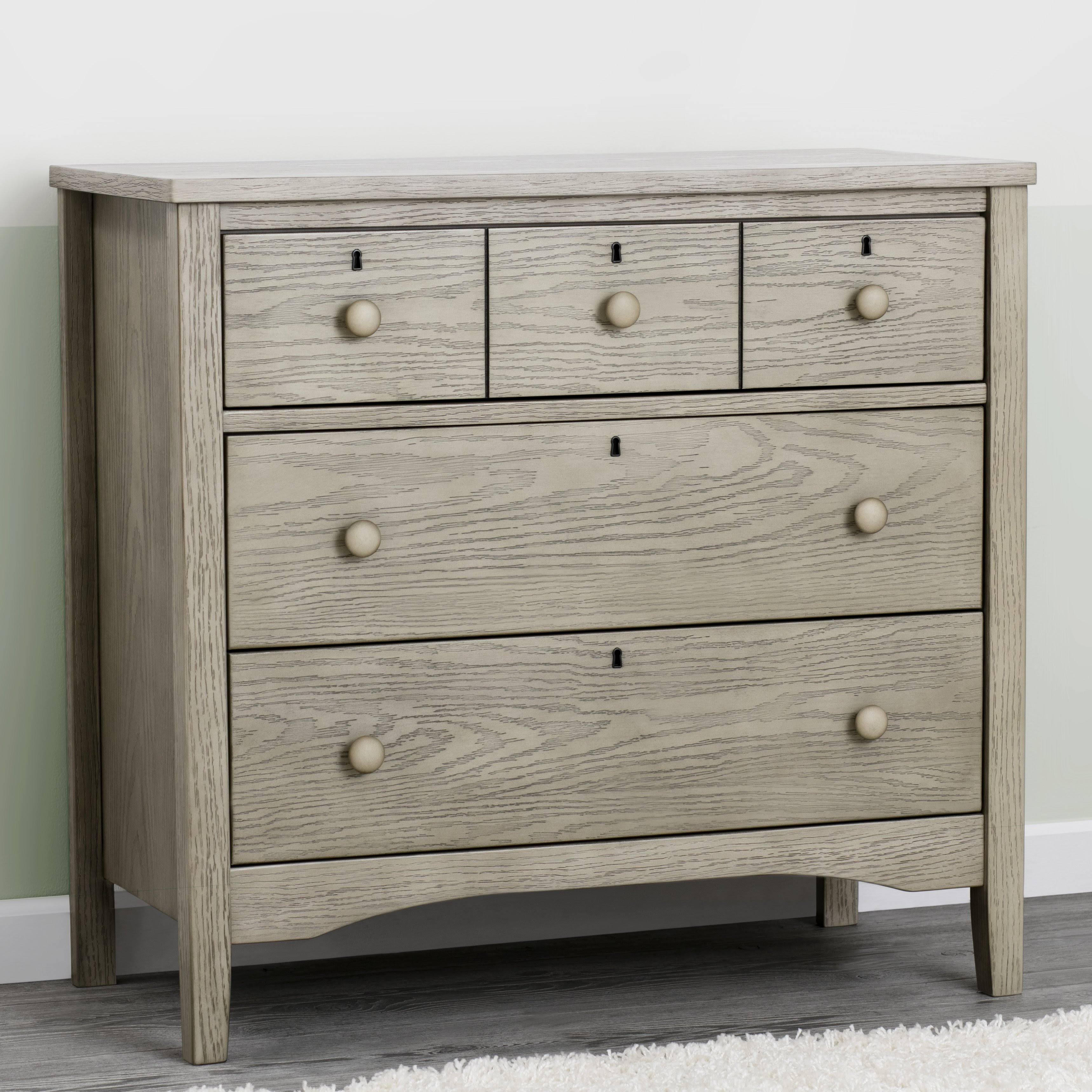 Delta Children Farmhouse 3 Drawer Dresser with Changing Top - Textured Limestone