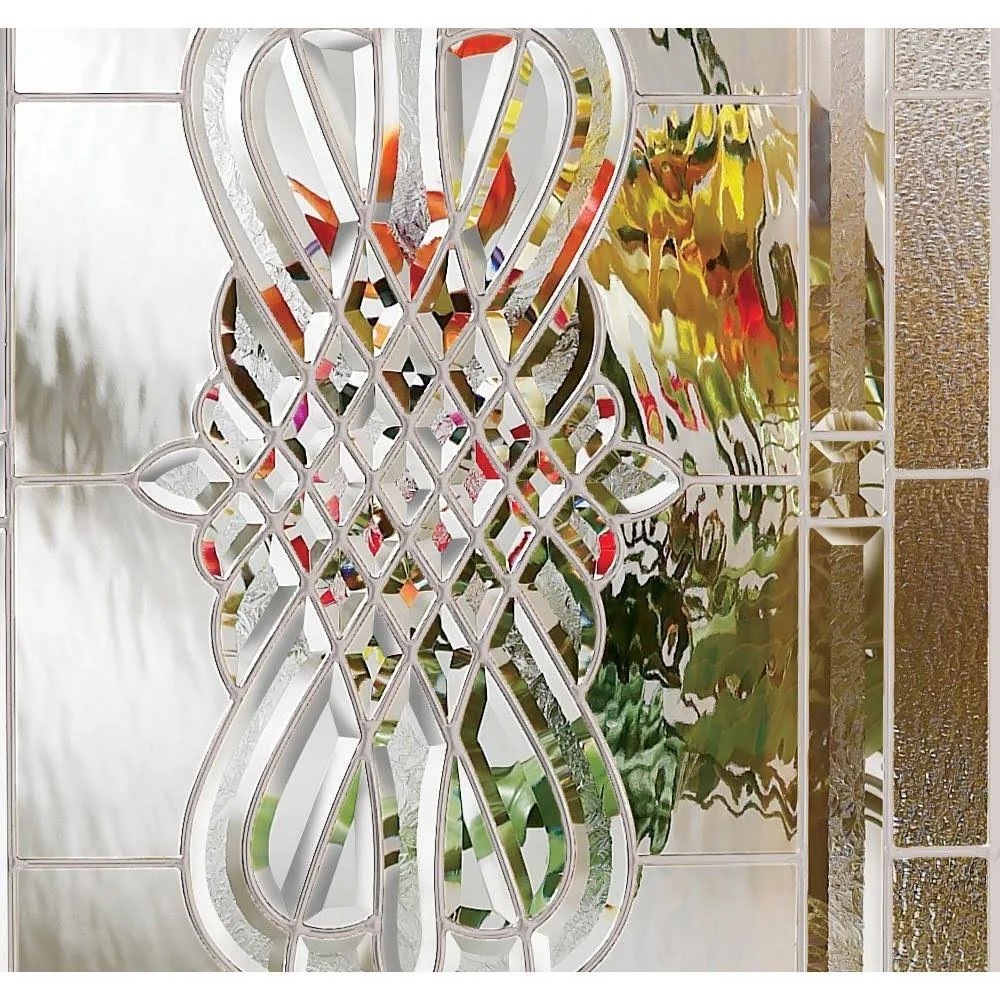 Masonite 36 in. x 80 in. New Haven 3/4 Oval Left Hand Inswing Painted Smooth Fiberglass Prehung Front Exterior Door w/ Brickmold