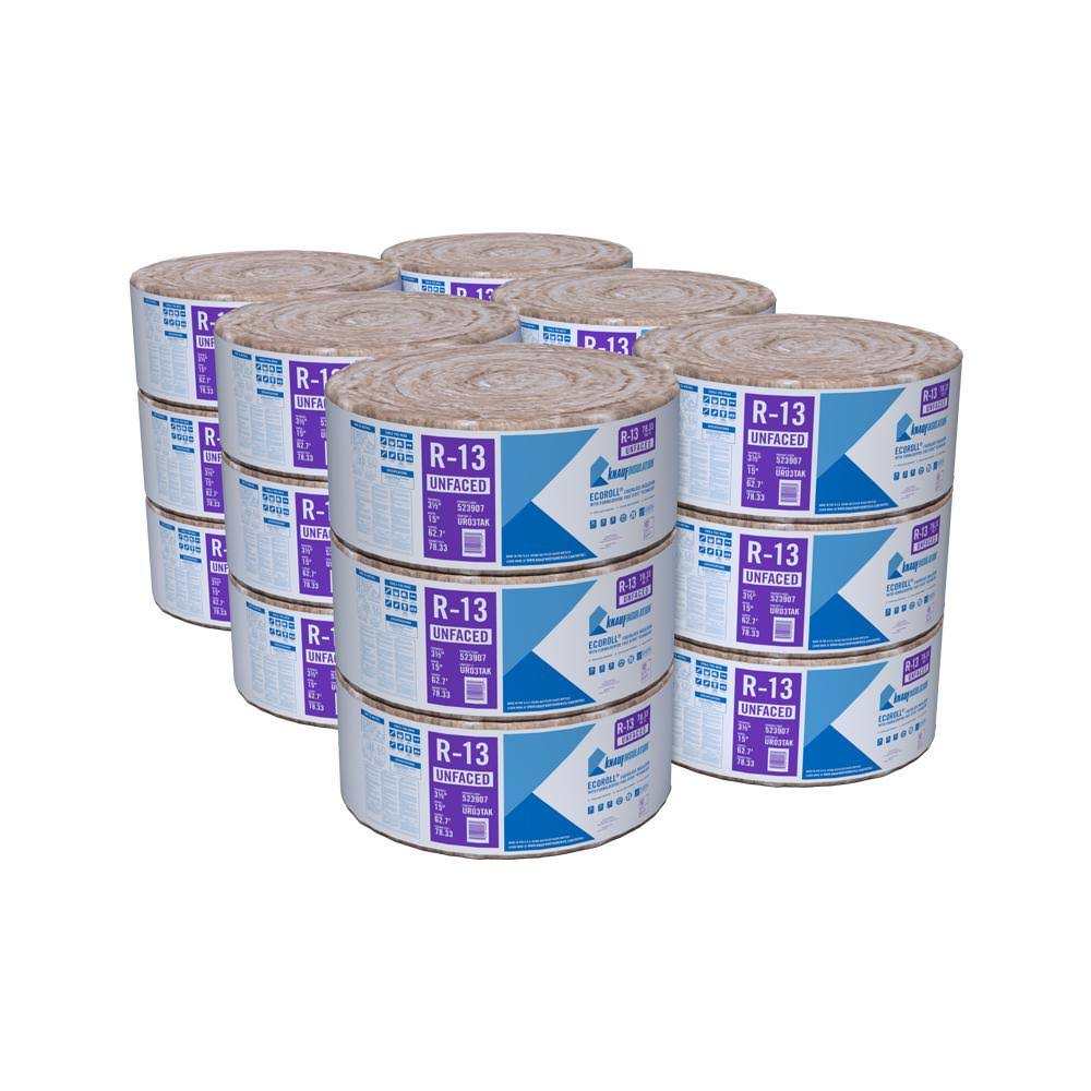 Knauf Insulation R-13 Ecoroll Unfaced Fiberglass Insulation Roll 3-1/2 in. x 15 in. x 62.67 ft. (18-Rolls) 689970