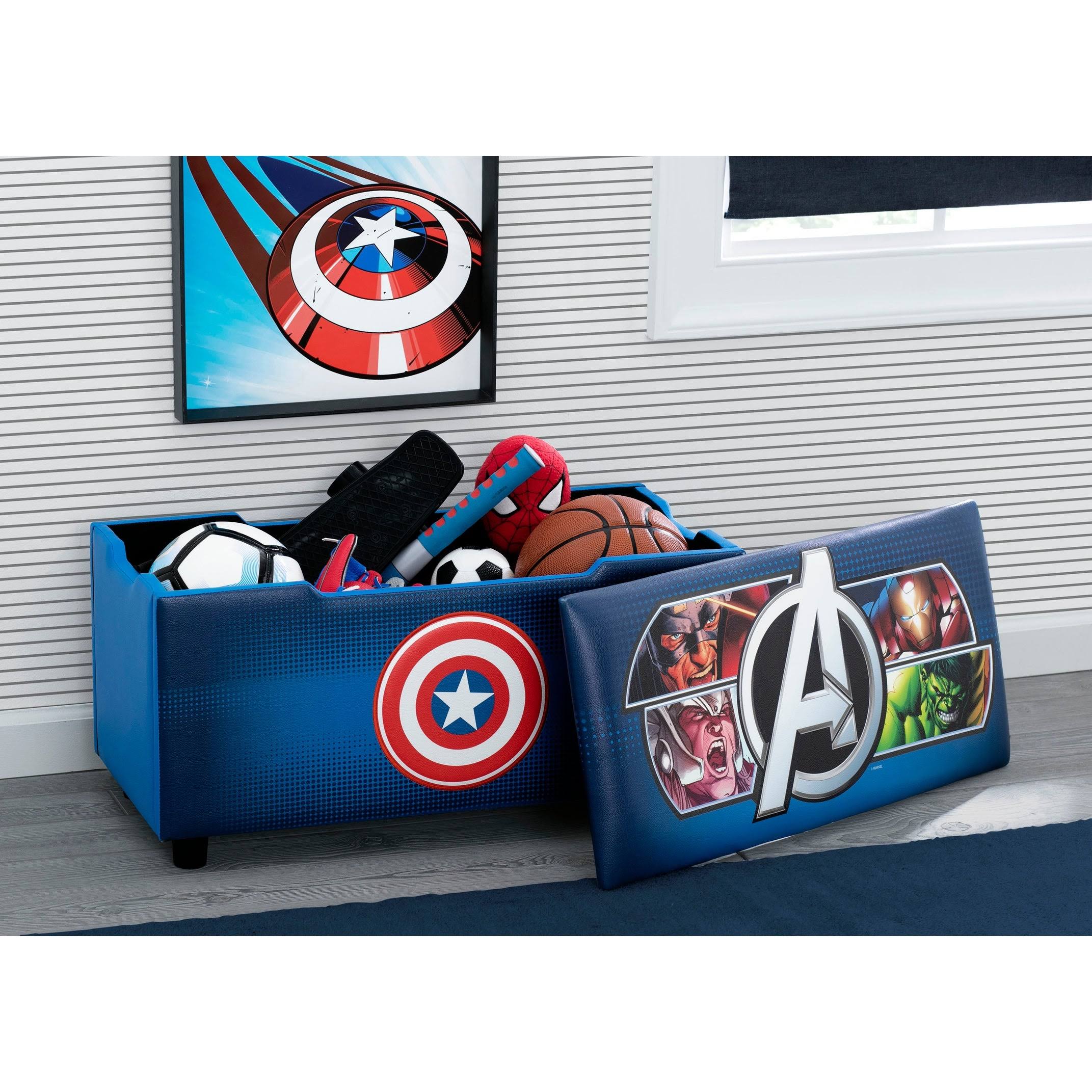 Marvel Avengers Upholstered Storage Bench for Kids - Delta Children TB83434AV-1160