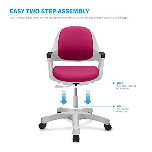Sitrite Ergonomic Kids Desk Chair Children Study Student Computer Home School Office Height Control Easy to Assemble (Rosie Pink