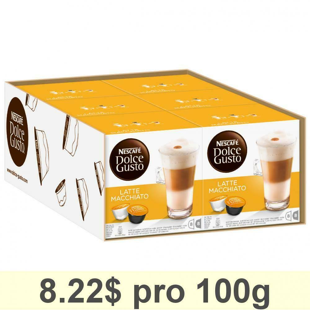 NESCAFÉ Dolce Gusto Latte Macchiato, Pack of 6, 6 x 16 Capsules (48 Servings)