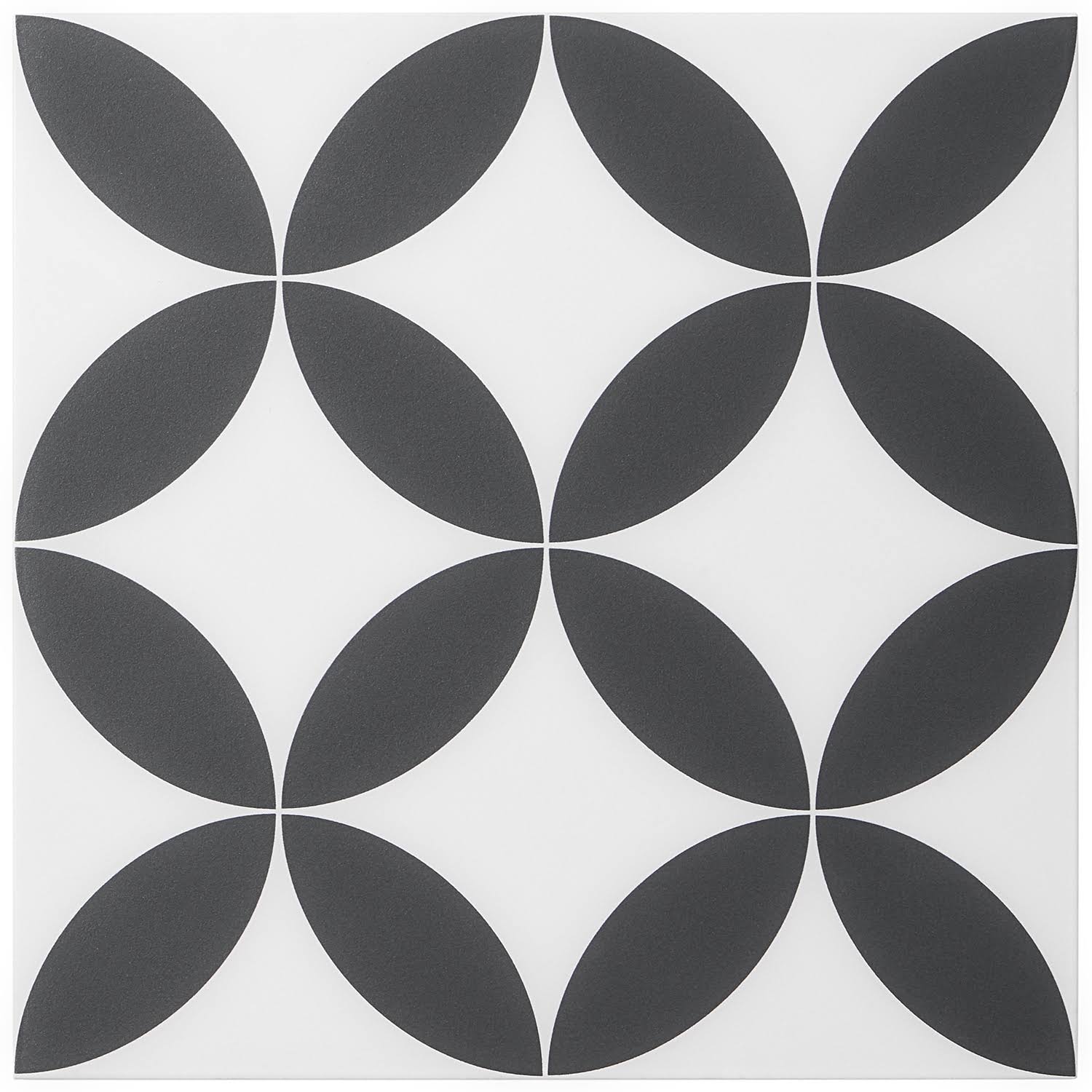 Ivy Hill Tile Norwalk Floor Deco Black and White 8x8 Matte Porcelain Tile, Blacku0026White, Backsplash, Wall and Floor