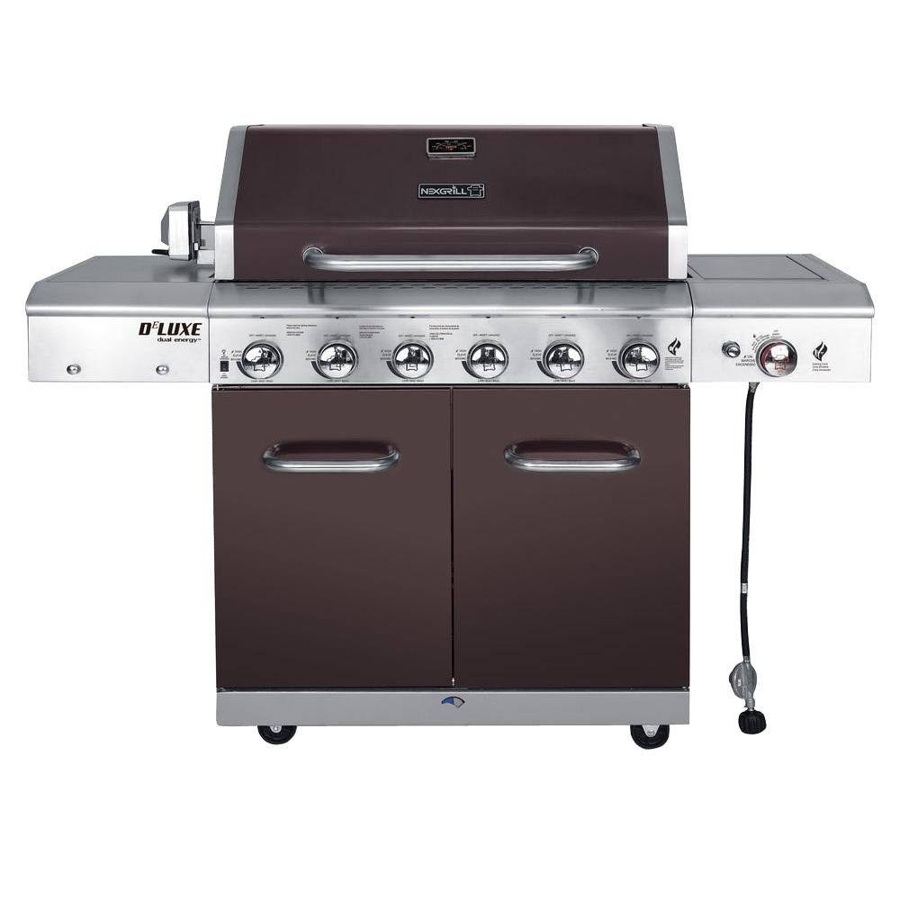 Nexgrill Deluxe 6-burner Propane Gas Grill in Mocha with Ceramic Searing Side Burner
