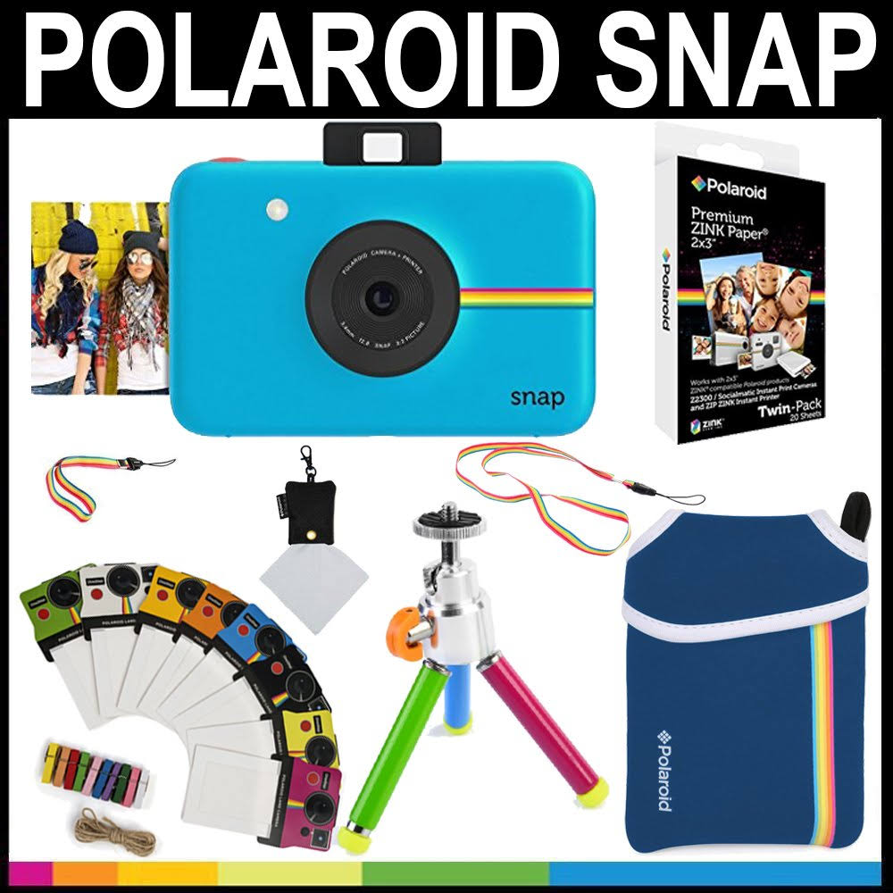 Polaroid Snap Instant Camera (Blue) + 2x3 Zink Paper (20 Pack) + Neopr