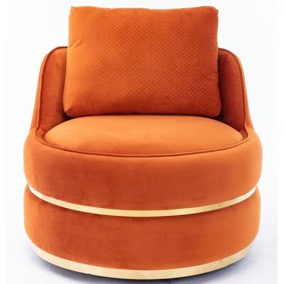 Modern Swivel Accent Chair Barrel Chair for Hotel Living Room / Modern Leisure Chair Teal Mercer41 Fabric: Orange Velvet