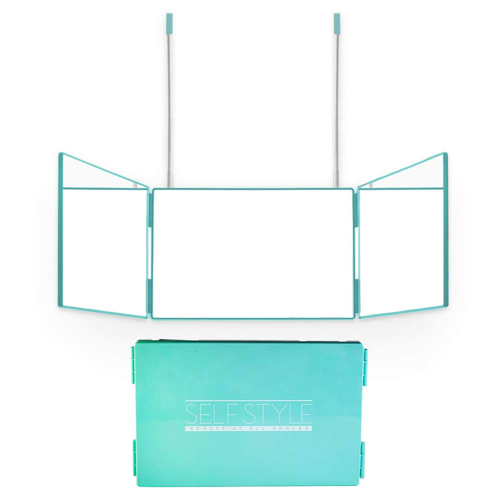 Self Style System Travel Size for Women Teal 3 Way Mirror with Adjustable
