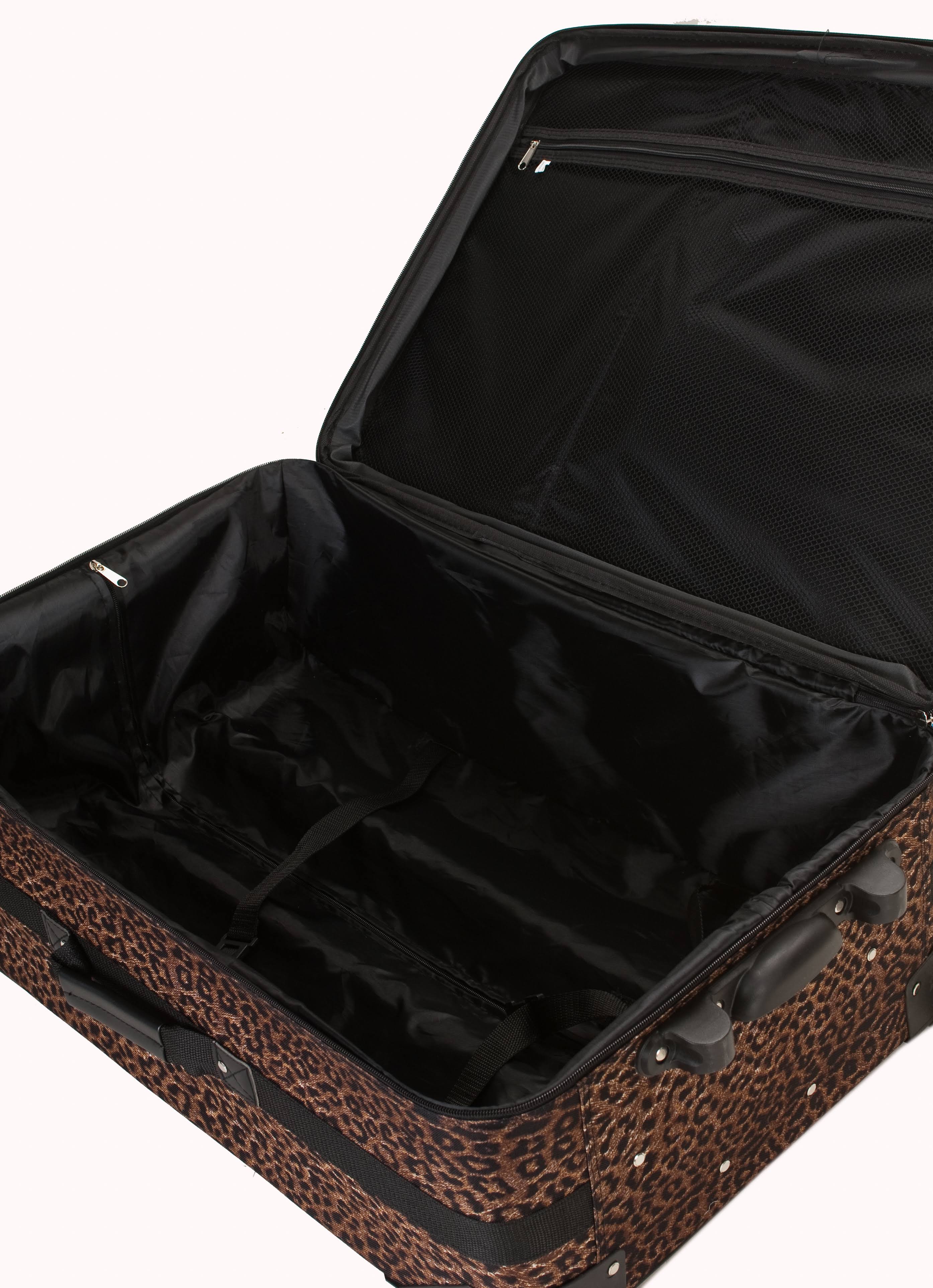 Rockland Expandable 4-Piece Luggage Set - Brown/Pink