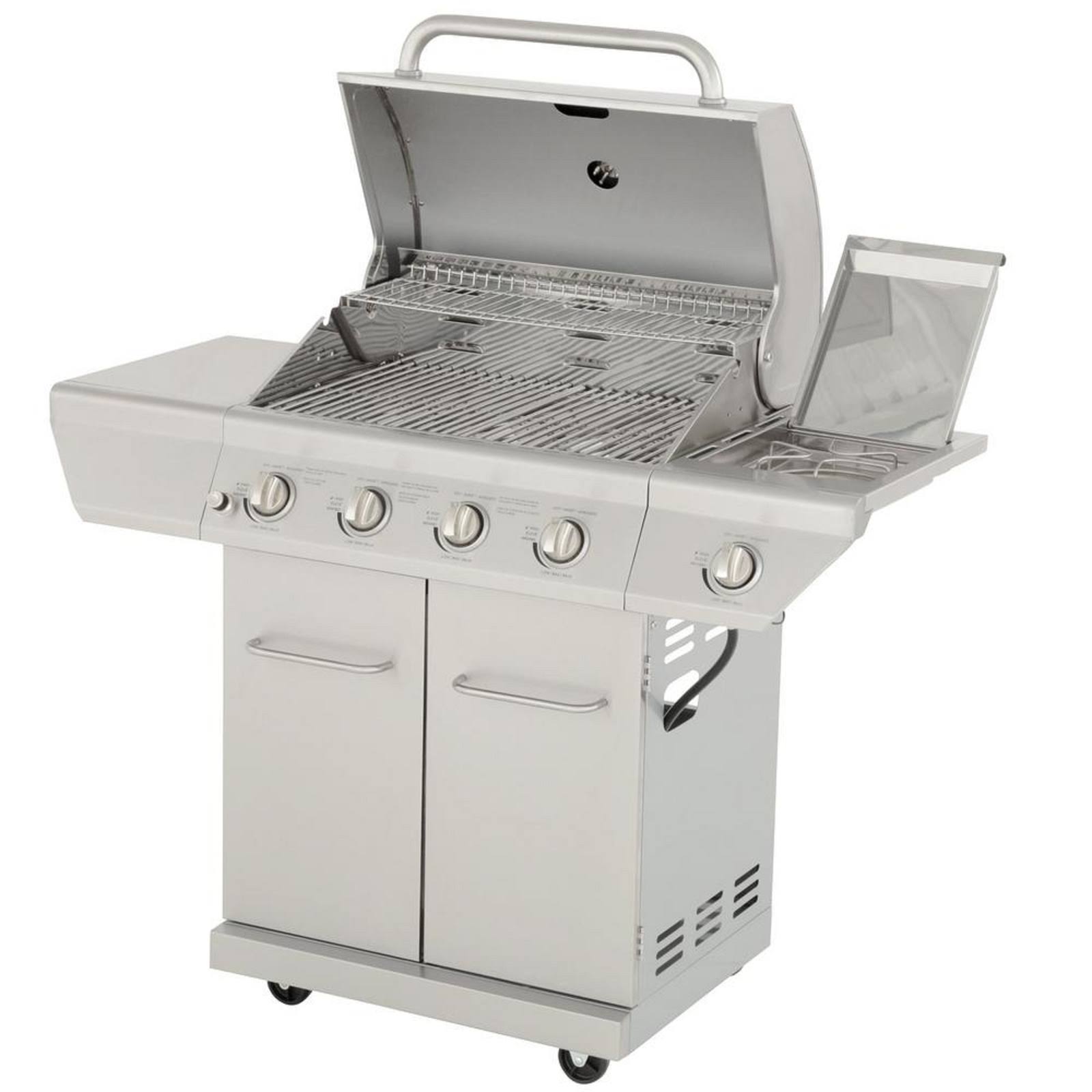 4-Burner Stainless Steel Propane Gas Grill with Side Burner